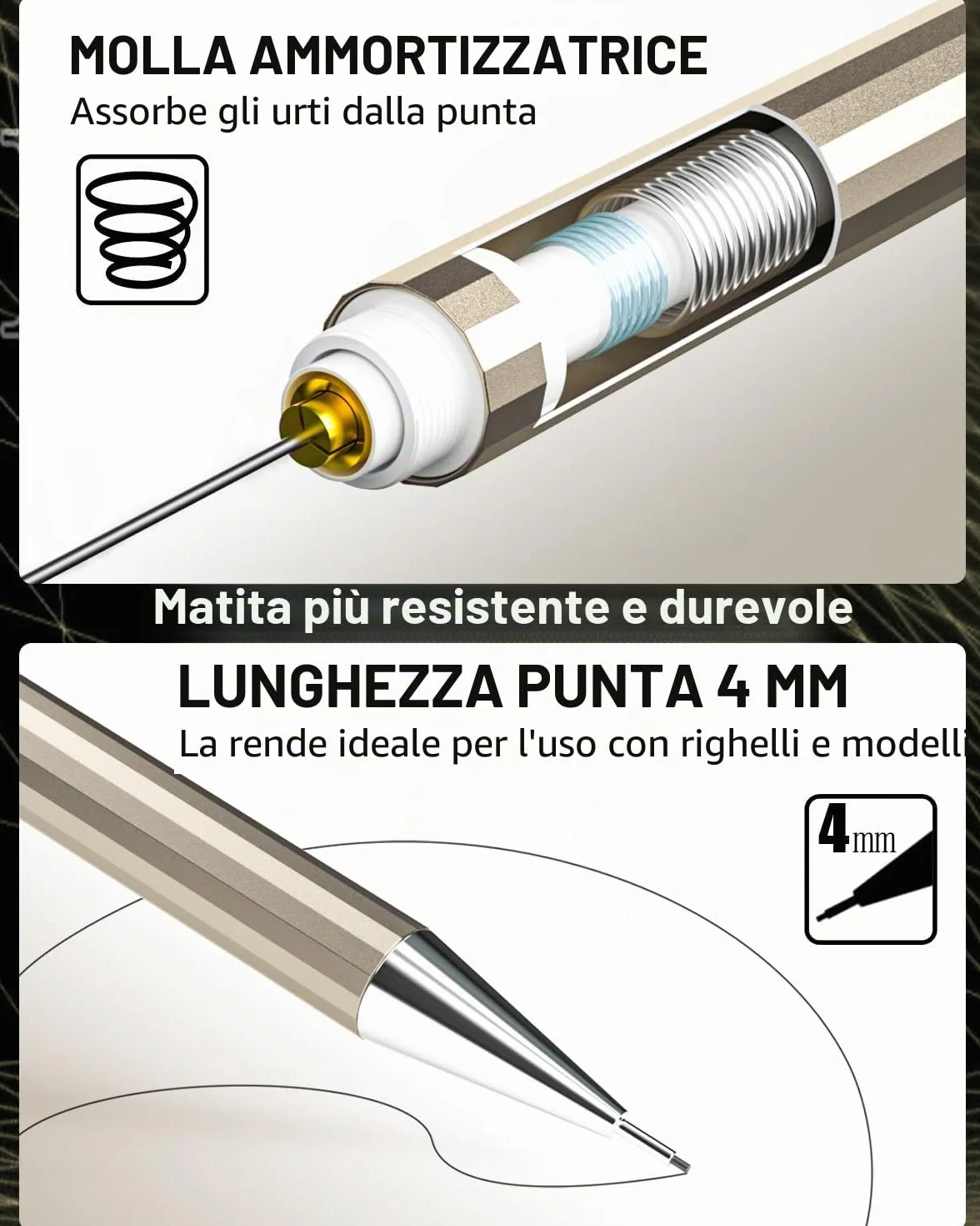 Nicpro 6 Pezzi Matite Meccaniche Set 0,3 0,5 0,7 0,9mm 2mm Portamine per Artista Disegno