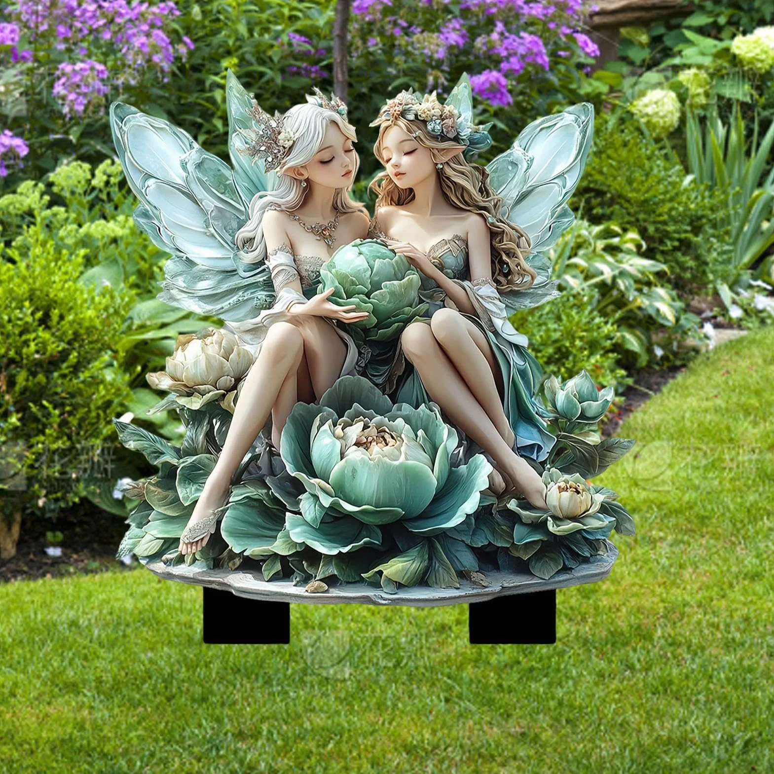 Ornamento da giardino in resina a forma di fatina, statuetta da giardino delle fate, in resina resistente alle intemperie e disegni stravaganti per decorazione esterna, ideale per