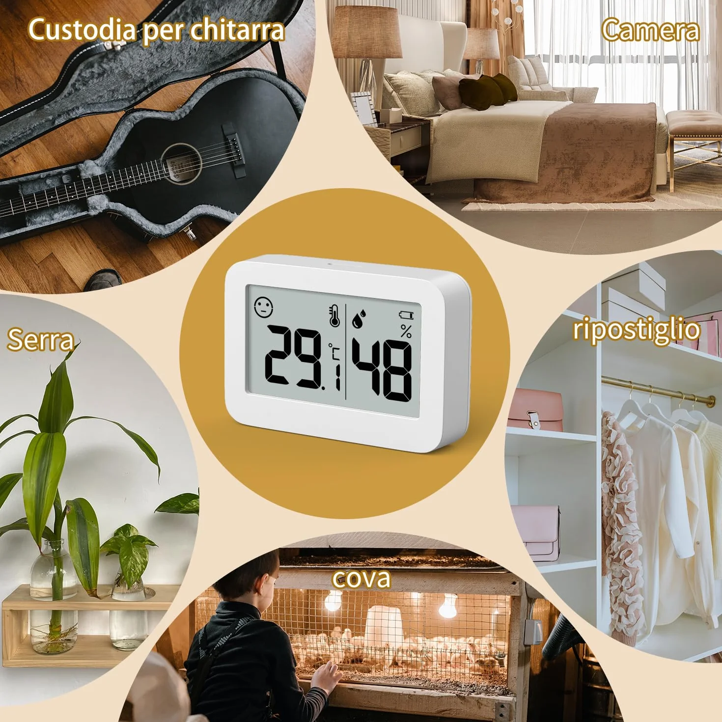 DOOMAY 2-Pack Mini Igrometri per Interni, Misuratore di Umidità Digitale con Temperatura Celsius