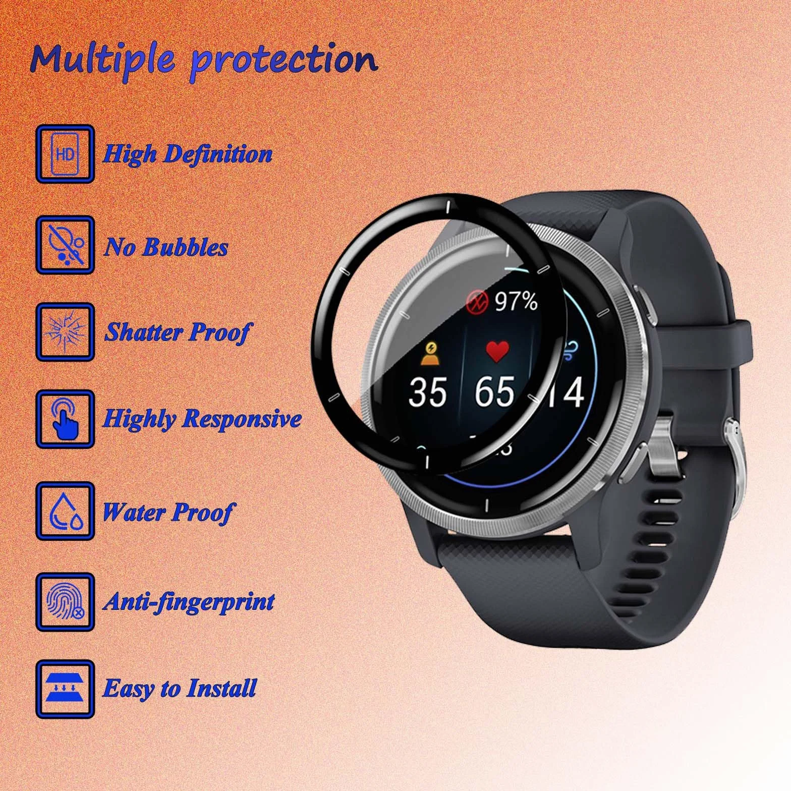 Pellicola Protettiva Compatibile con Garmin Venu 2 45mm, Anti-Graffio, HD TPU, 4 Pezzi