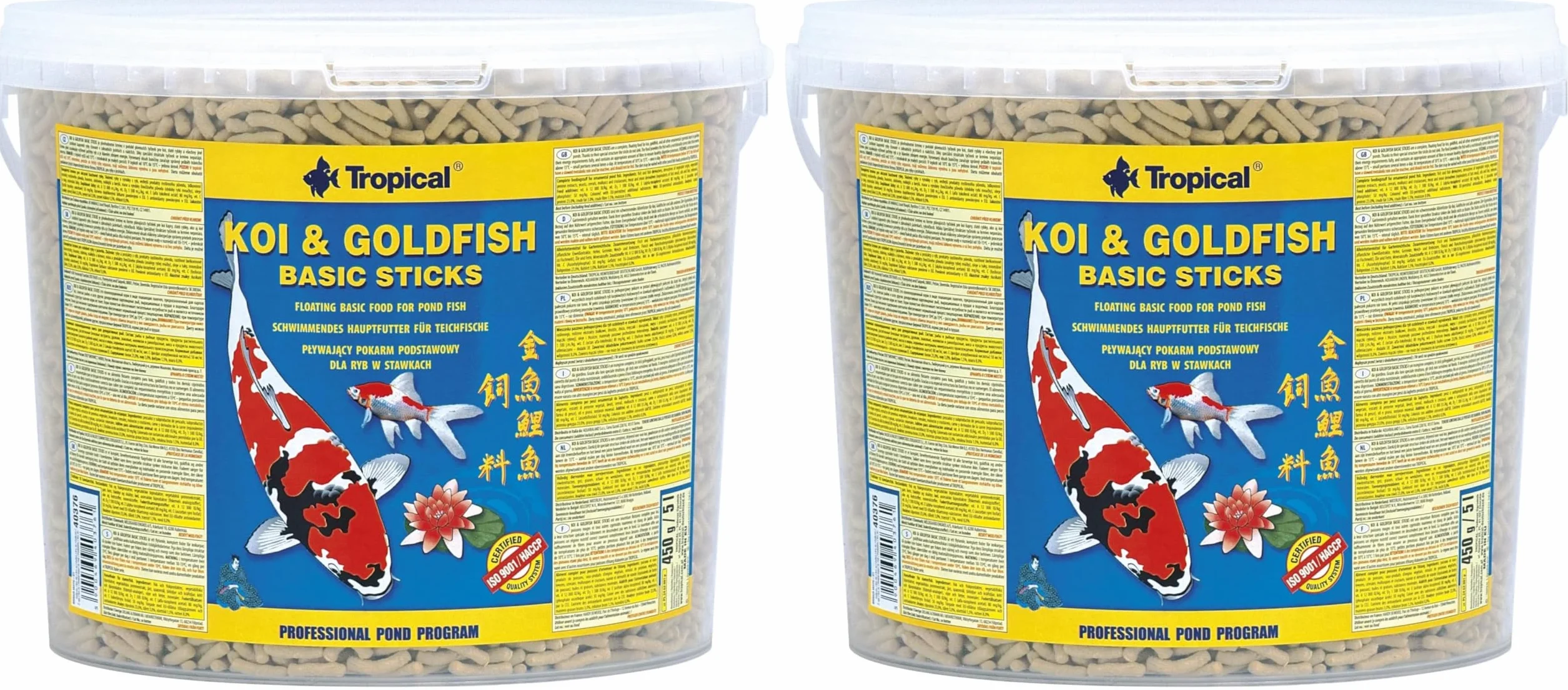 KOI&GOLDFISH BASIC STICKS 5L / 430g - alimento completo e galleggiante per koi, pesci rossi e altre carpe ornamentali allevate in laghetti (Confezione da 2)