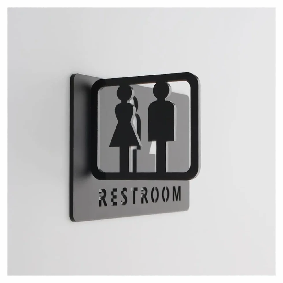 Insegne For Servizi Igienici 3D, Centro Commerciale Edifici For Uffici Targhe For Porte Indicatore Di Promemoria Targa Segno Di Orientamento Wc Segnaletica Montaggio Laterale Nero ( Color : Black , Si