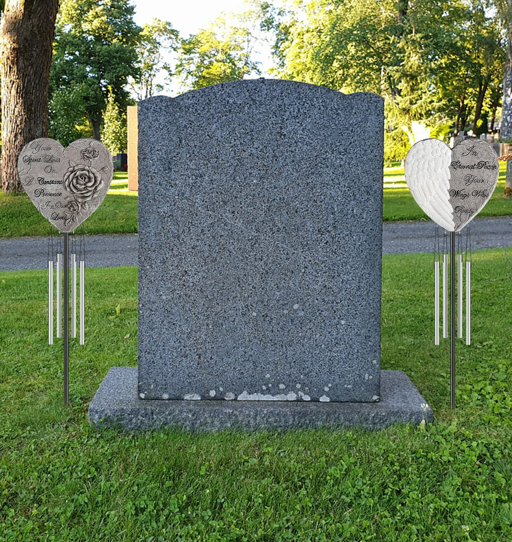 Bocola Campanello a vento commemorativo per cimitero, personalizzabile, in resina, regalo per la perdita di una persona cara, per giardino, patio, lapide, lapide, decorazioni per esterni, palo in