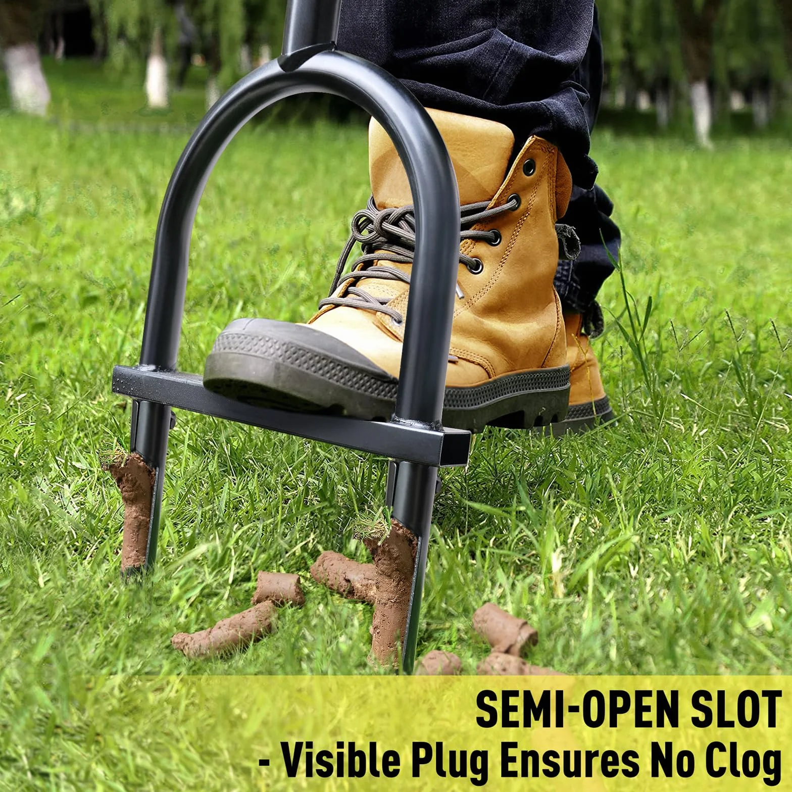 Jardineer Aeratore per prato, aeratore manuale per compattazione del terreno, aeratore per piccoli cortili, giardino, prato