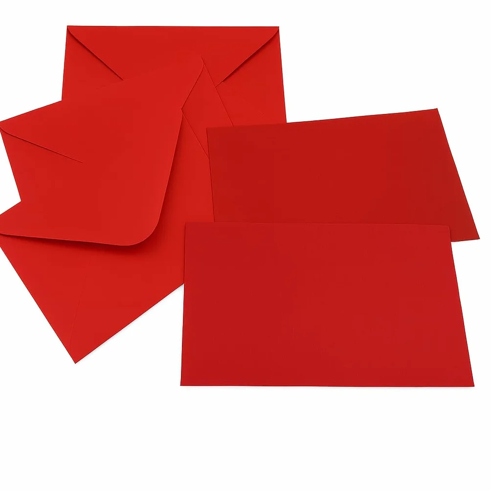 Buste colorate con bigliettini set 100 pezzi 7x11,2 cm 14x9 cm ROSSO per matrimoni feste compleanni regali