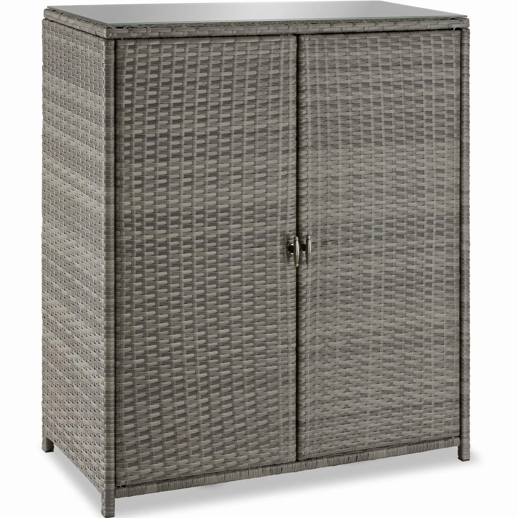 Tectake Armadio da Giardino in Rattan 84x40x103 cm 4 Scomparti Grigio