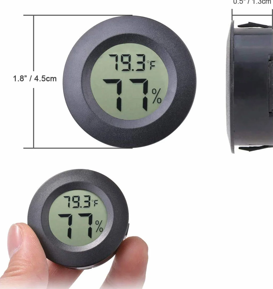 Mini Termometro Digitale LCD Misuratore di Umidità per Interni Esterni 2 PCS Nero