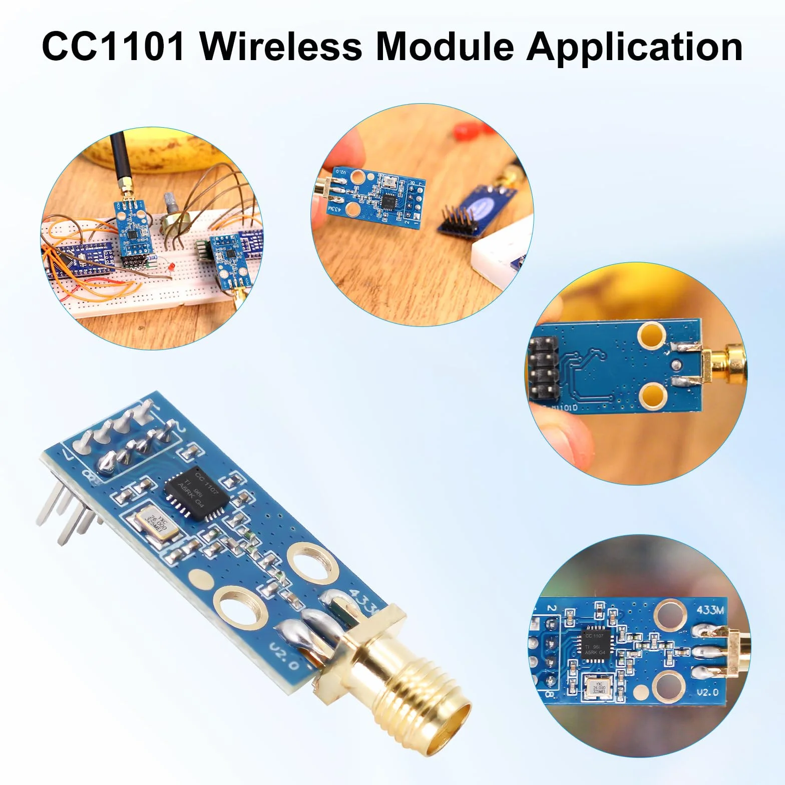 CC1101 Modulo Wireless 433MHz con Connettore Antenna SMA 1.9-3.6V DC per Arduino 3PCS