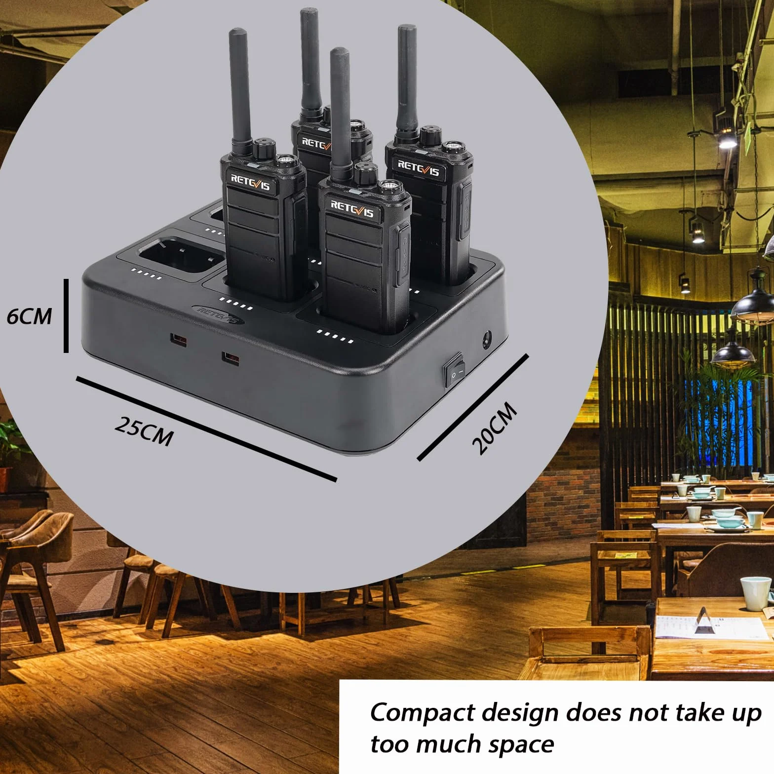 Retevis RB626 Walkie Talkie Caricatore a 6 Vie USB per RB626 RB626H RB637 RB658