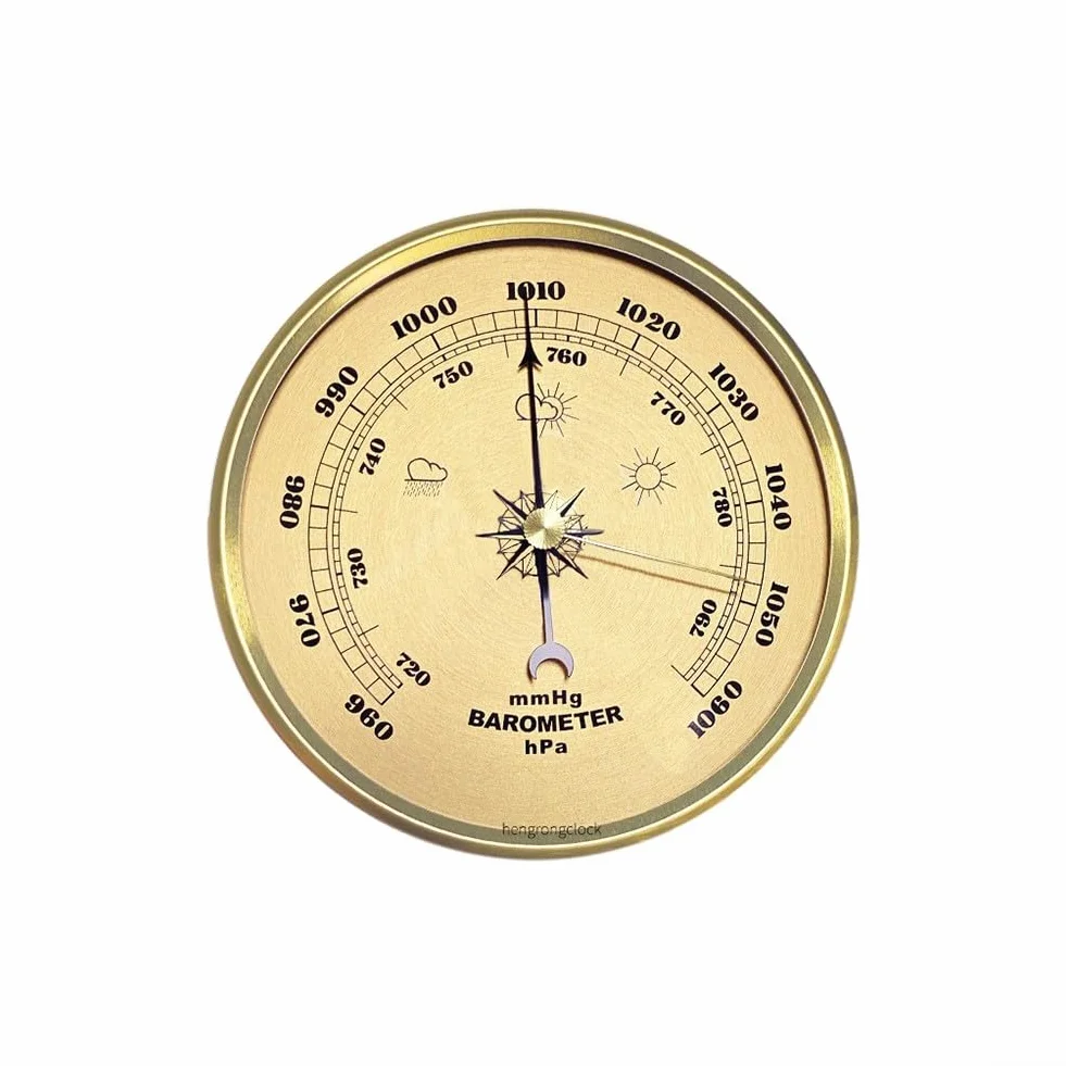 Barometro con struttura in metallo per la casa con orologio meccanico che misura la pressione atmosferica che fornisce aggiornamenti meteorologici affidabili (90 mm)