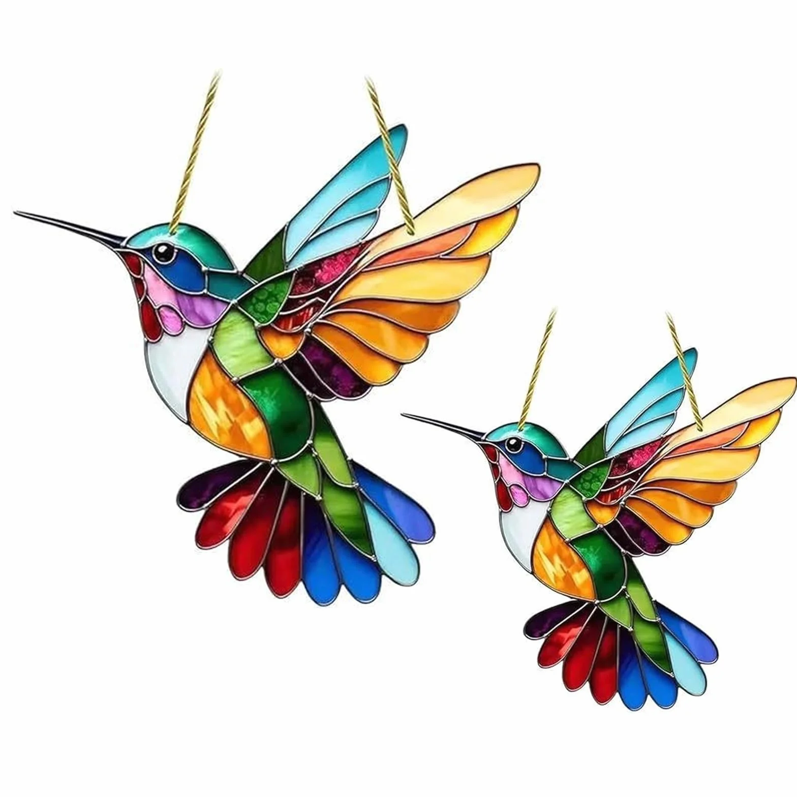 2 Pezzi Acchiappasole a Forma di Colibrì, Acchiappa Sole,Colibrì Prisma Arcobaleno da Finestra, Colorato Acchiappasole Colibrì, Uccelli Acchiappa Sole da Appendere