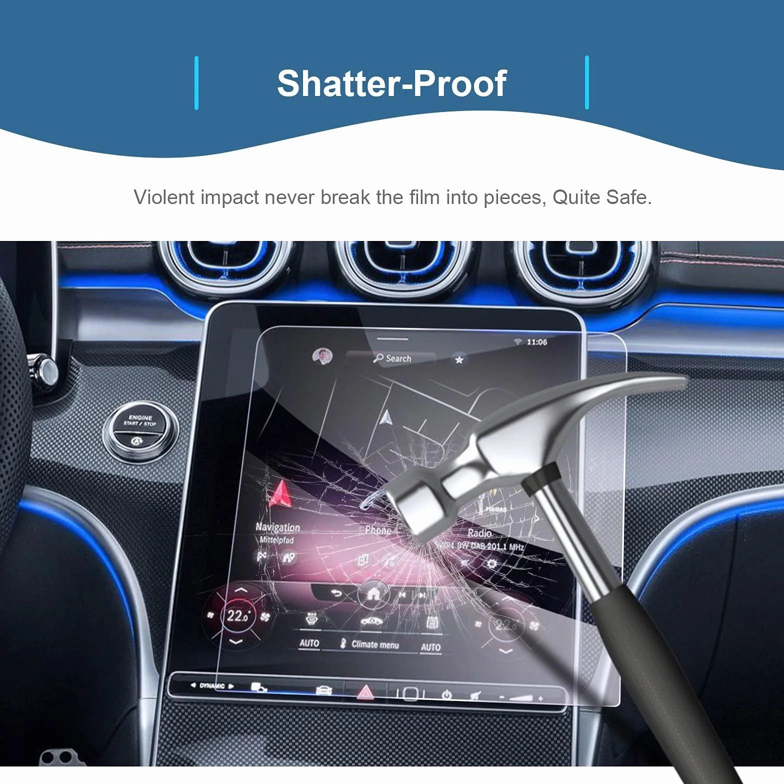 Pellicola Protettiva in Vetro per Mercedes Classe C W206 GLC X254 2023-2026 11,9" 12,3" Touchscreen 9H Antigraffio [2 Pezzi]