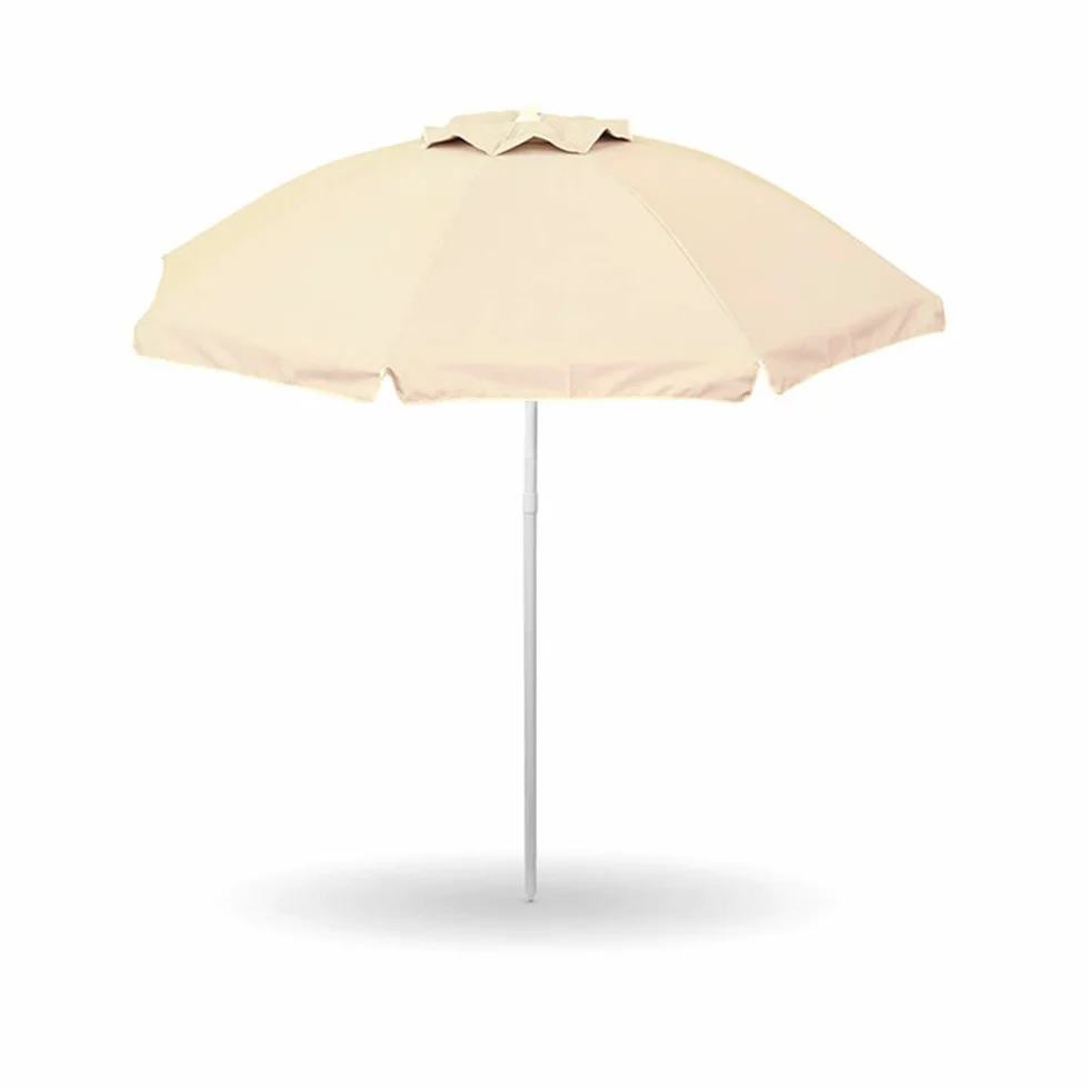Ombrellone da Mare Spiaggia Giardino Diametro 200 con Palo 32mm Fibra di Vetro Poliestere Anti UV Reflex Ecru