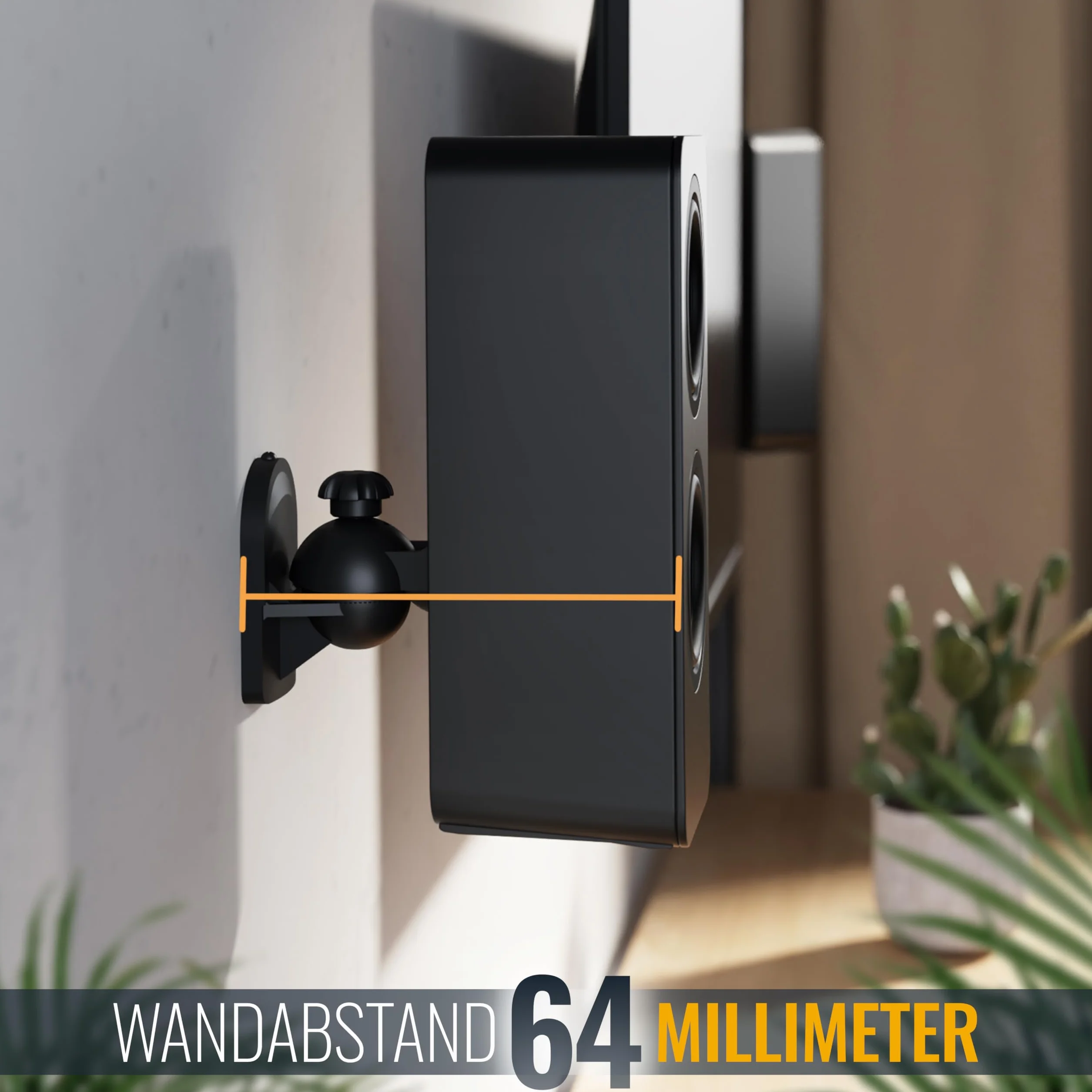 RICOO Supporti Universali per Casse LH028-B Altoparlanti da Parete Orientabile 50x87x64mm Set di 2 Nero