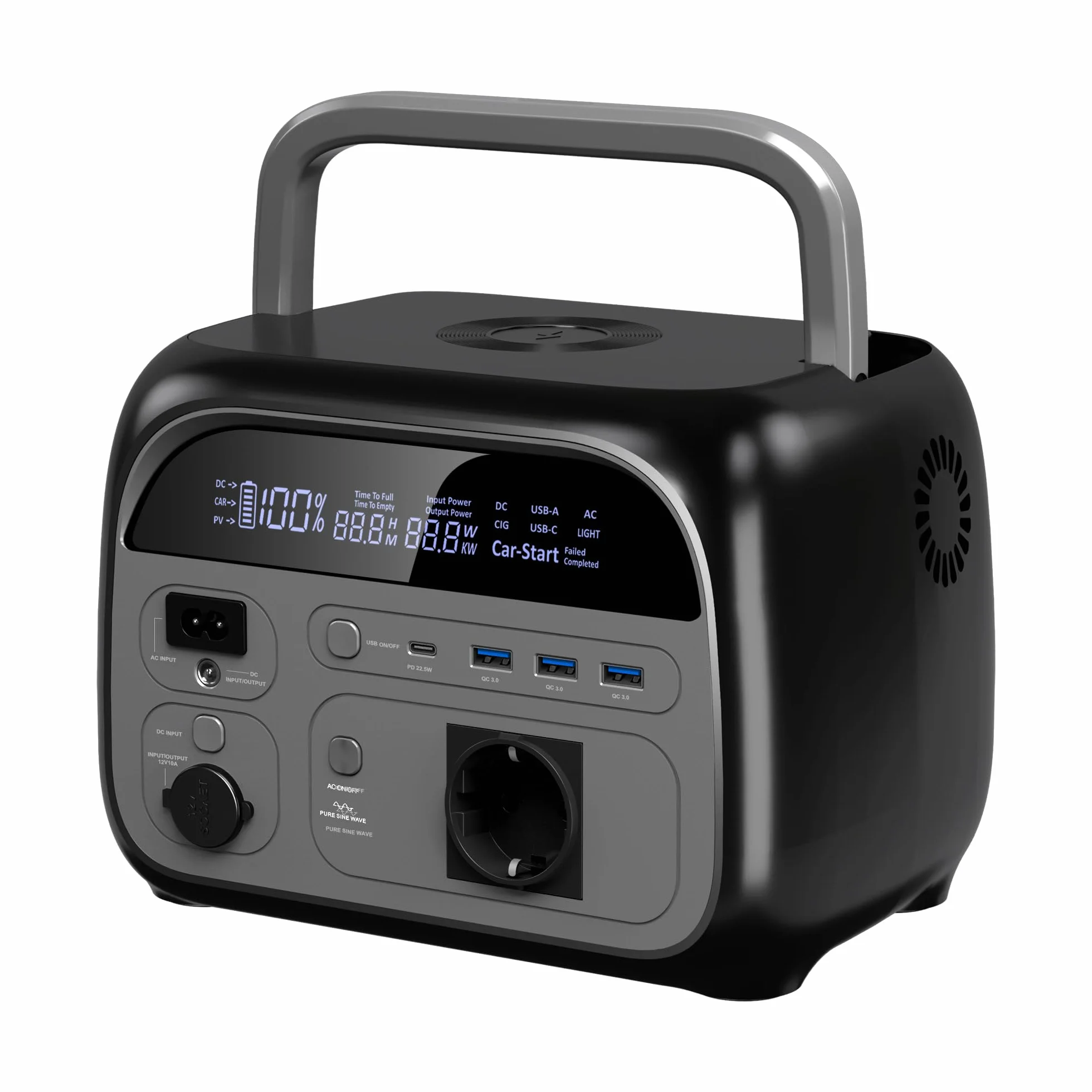 Power Station portatile da 345 Wh, generatore solare da 500 W con modalità UltraFast Batteria, LiFePO4, Power Station Solar con 220 V AC/Car Lighter Port/uscita USB per campeggio all'aperto