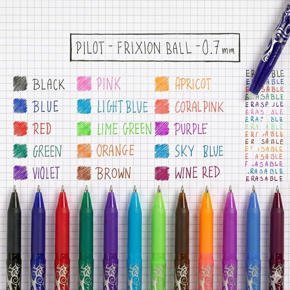 PILOT FriXion Ball 07 Penna a Inchiostro Termico Cancellabile Ricaricabile Blu Punta Media Set con Ricariche
