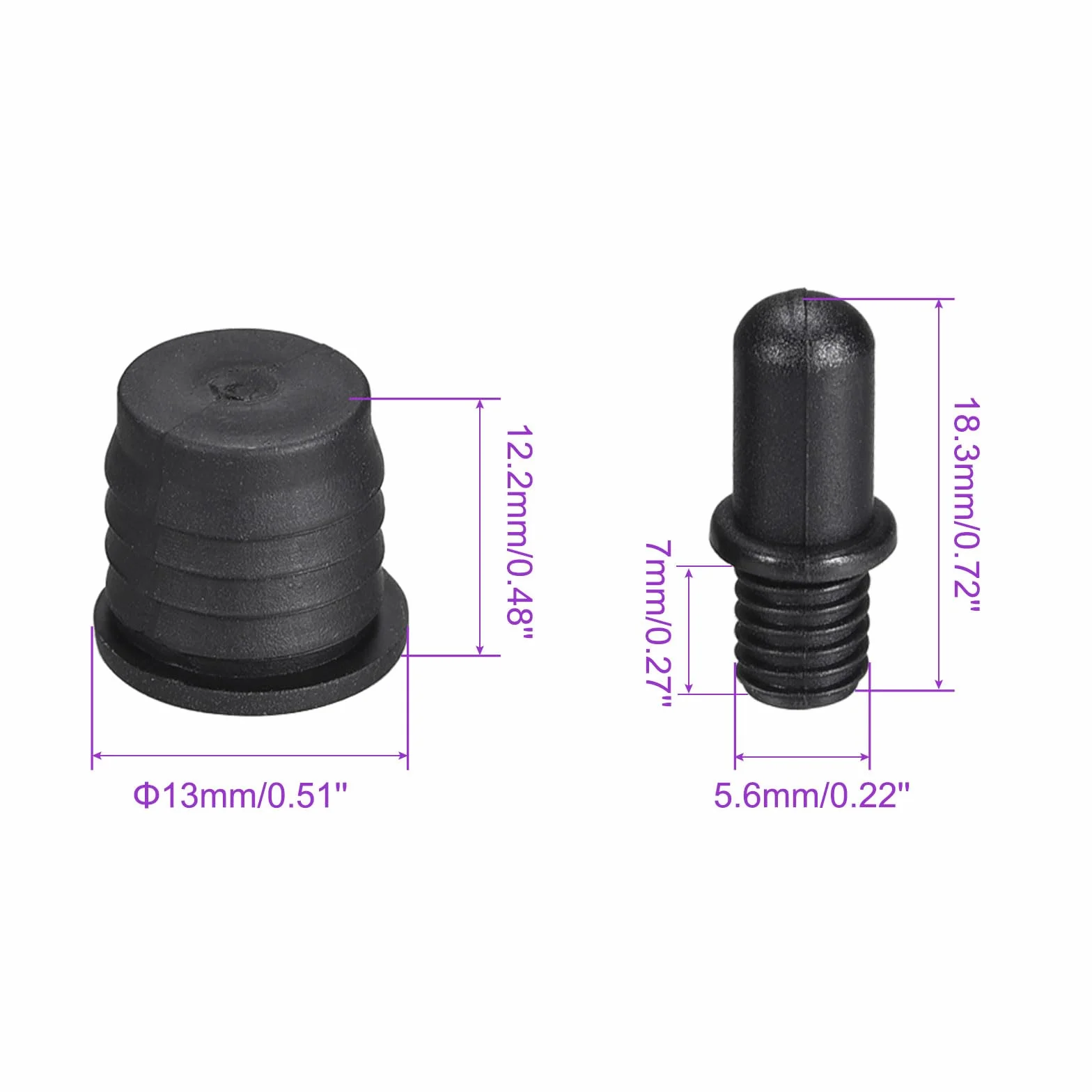 Kit di Piccoli Perni per Altoparlanti Durevoli - Dia 5,6mm/Nero/8 Set