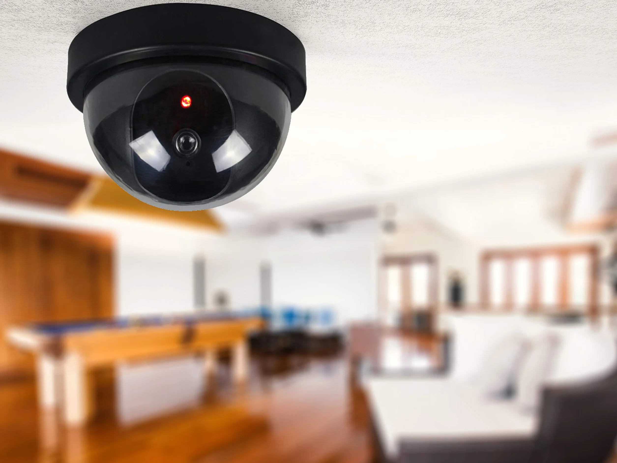 O&W Security Dome Kamera fikcyjna z diodą LED czerwona migająca montaż sufit ściana