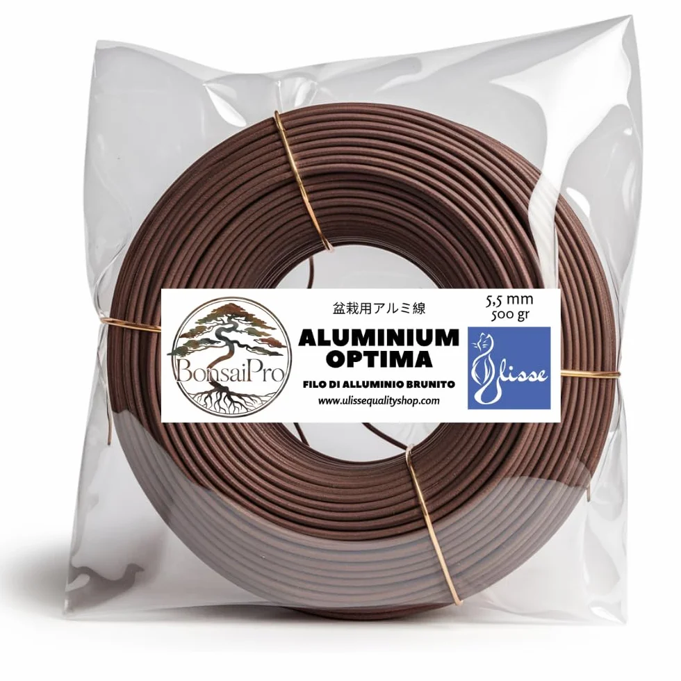 ULISSE® BonsaiPro Aluminium Optima - Filo per Bonsai Brunito - Modellabile e Resistente - Vari Diametri - 500g - per Modellare e Correggere la Forma dei Rami - Attrezzi Bonsai Professionali (5,5 mm)