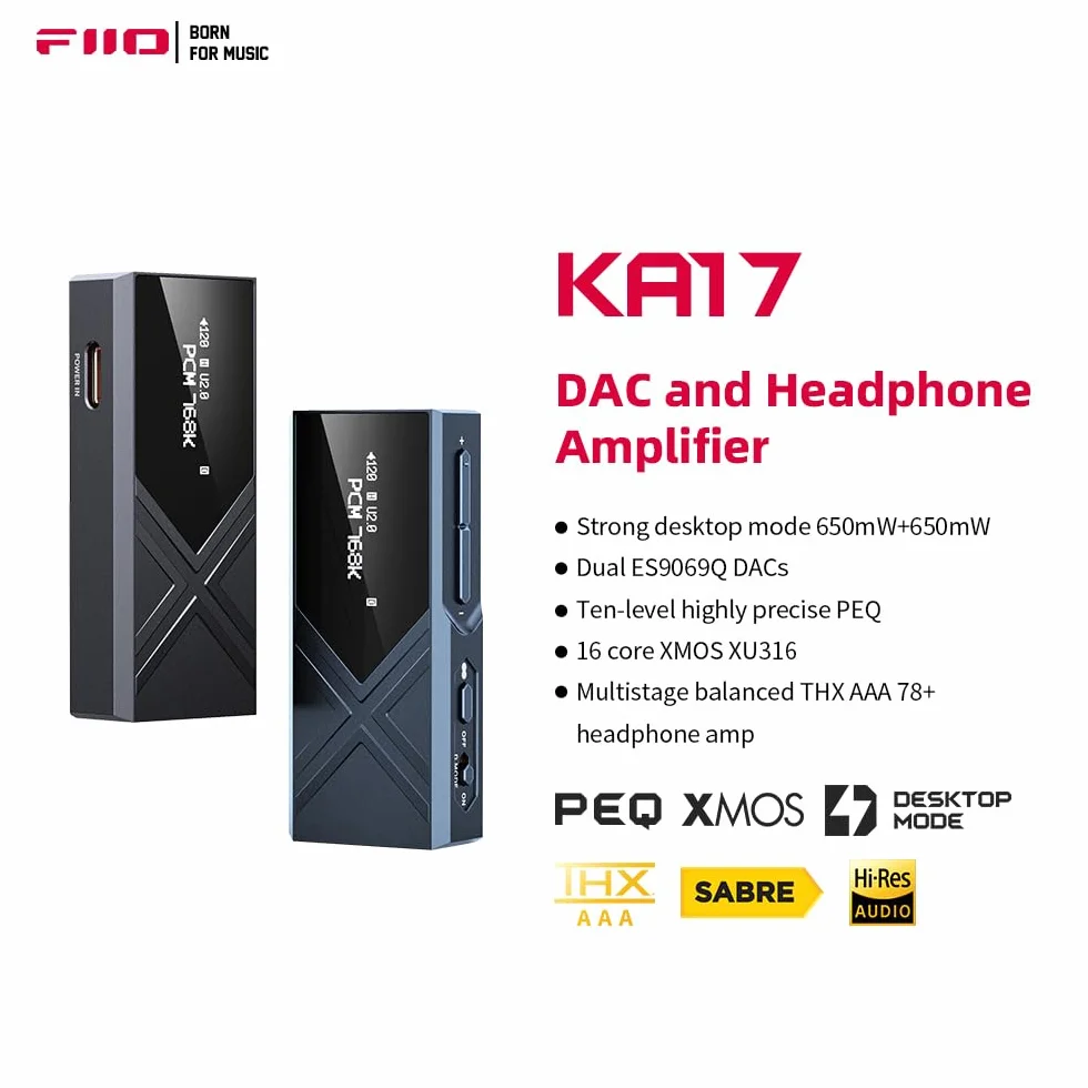 FIIO KA17 DAC Portatile Amplificatore Cuffie Bilanciato Blu