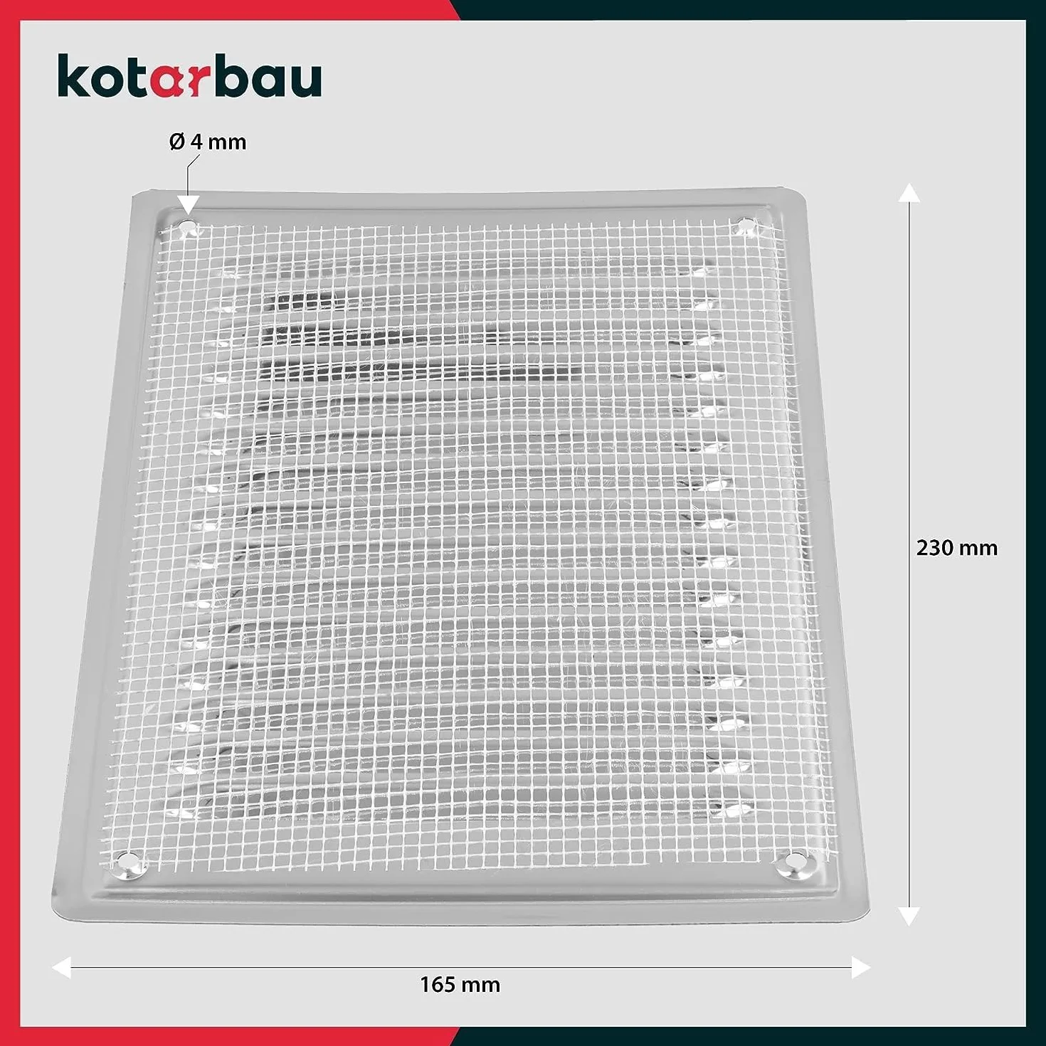 KOTARBAU® Griglia Aerazione Quadrata - Acciaio Inox - 16.5x23 cm - Argento - Griglia Ventilazione - con Rete Anti Insetti - Resistente Alla Corrosione