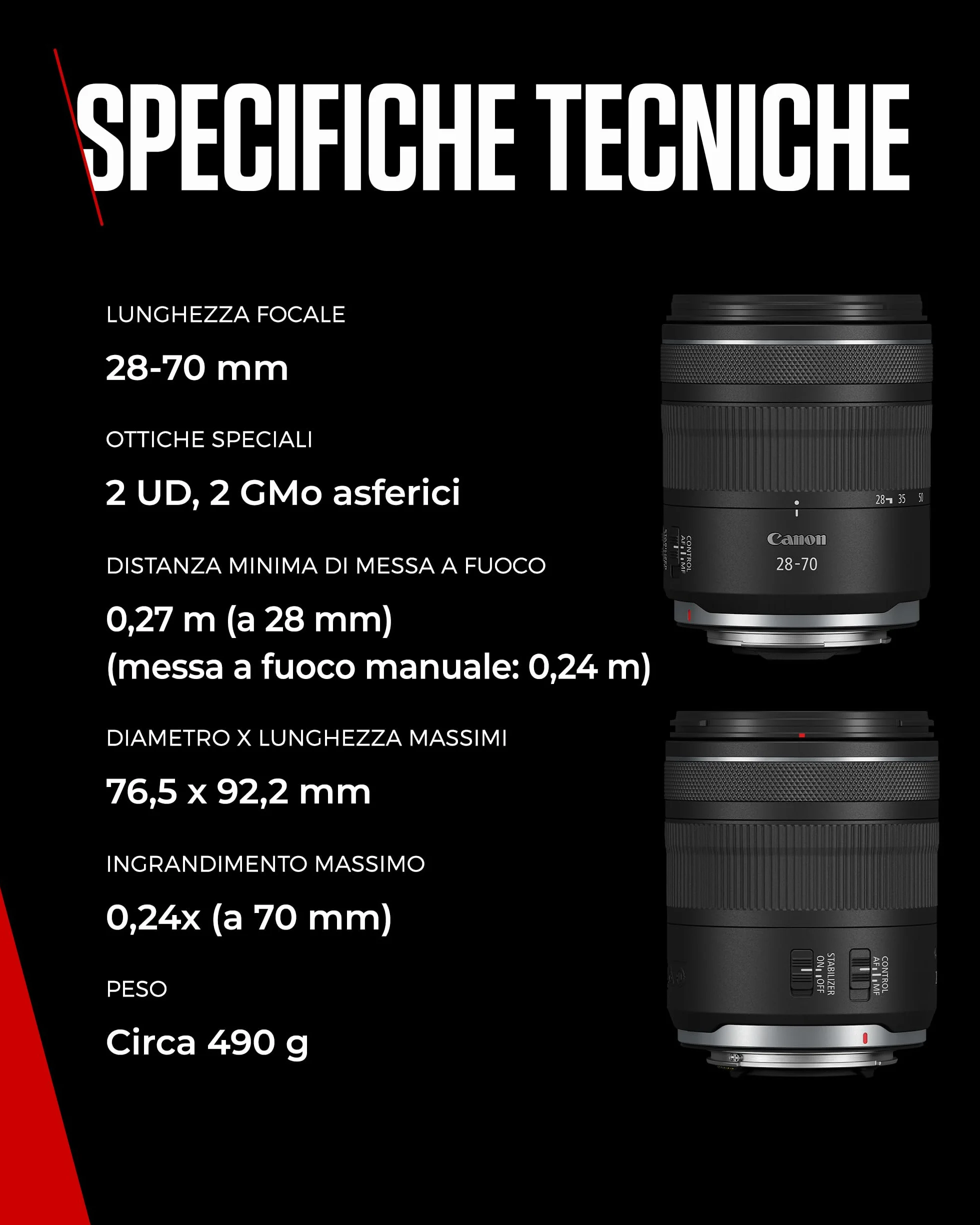 Canon Obiettivo zoom standard RF 28-70mm F2.8 IS STM per fotocamere EOS R