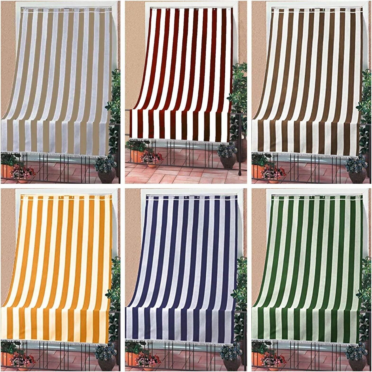 Corredocasa Tenda da Sole a Righe per esterno Balcone Veranda Terrazzo terrazzino casa con Anelli e Ganci Tessuto Resistente da Esterno (200x300 cm,Arancione)