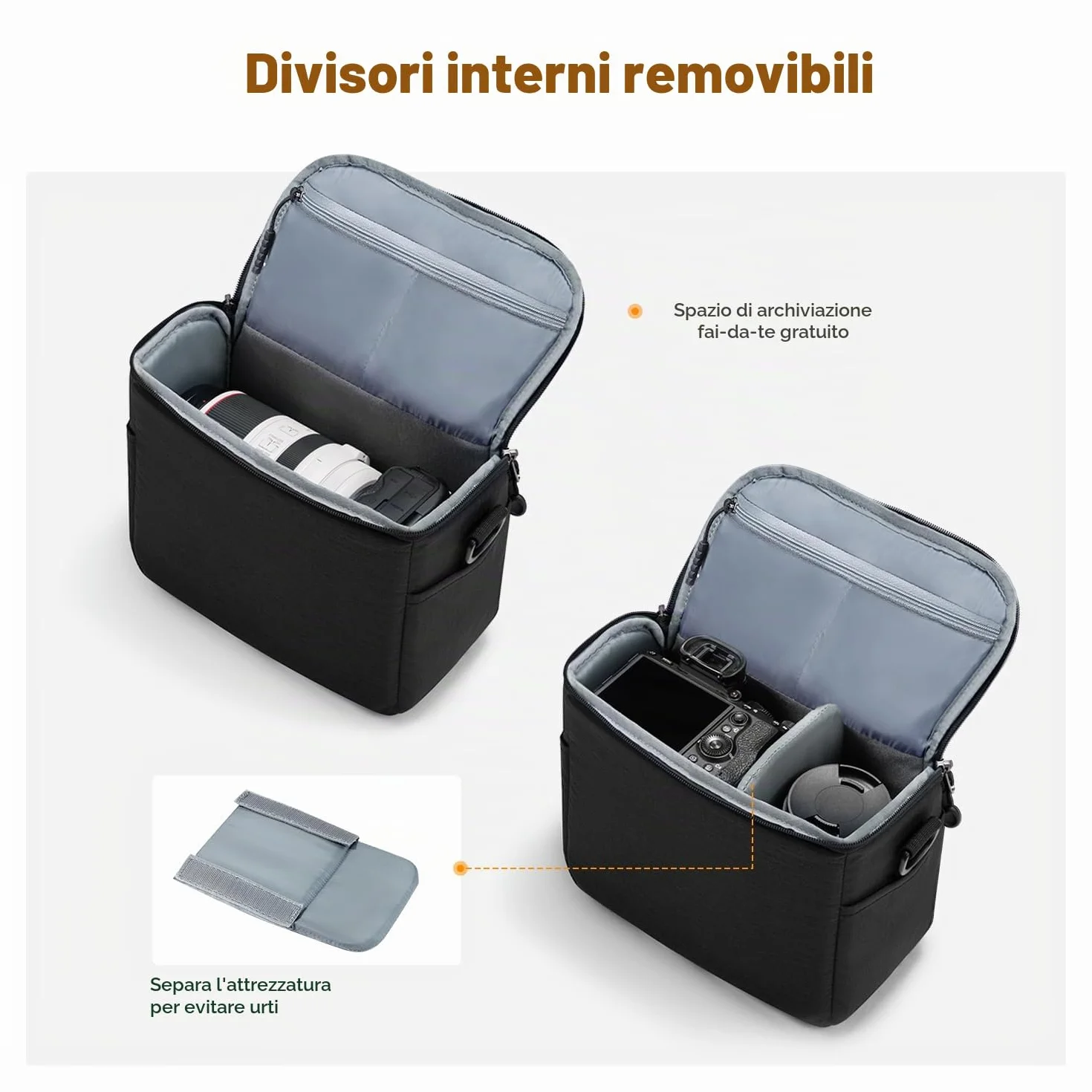 K&F CONCEPT Borsa per fotocamera a tracolla singola Crossbody Custodia compatta per DSLR SLR Mirrorless