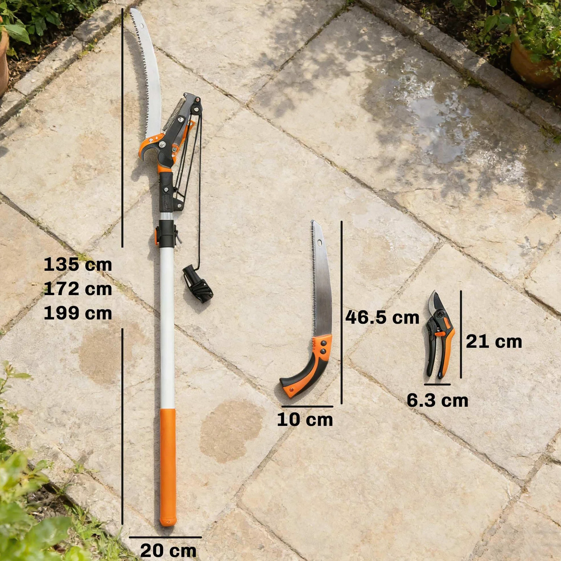Outsunny Seghetto Manuale da Giardino 2-in-1 con Asta Telescopica in Alluminio 135-199cm