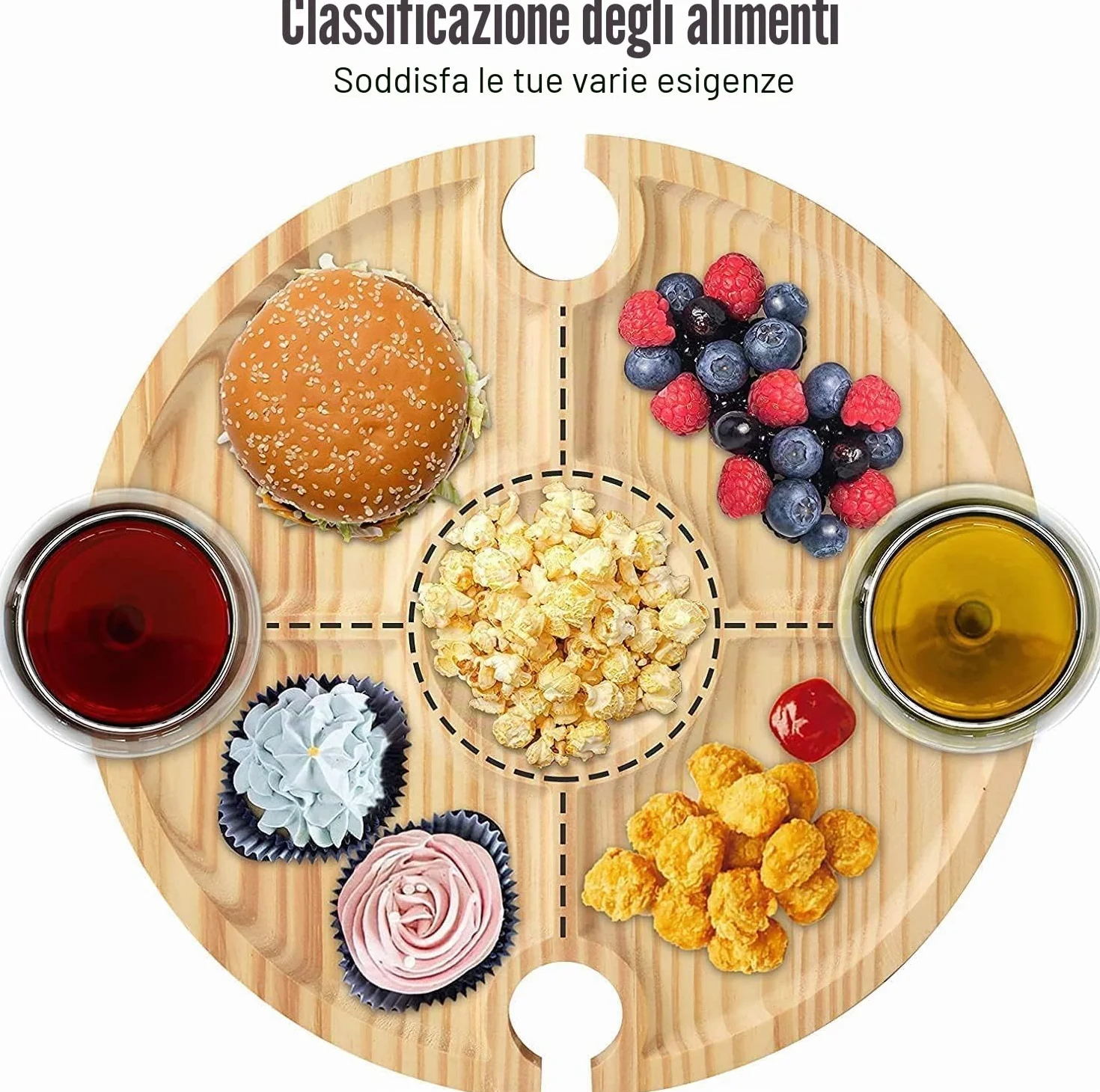Tavolo da vino per esterni portatile mini tavolo da campeggio rotondo in legno 30 x 16 cm