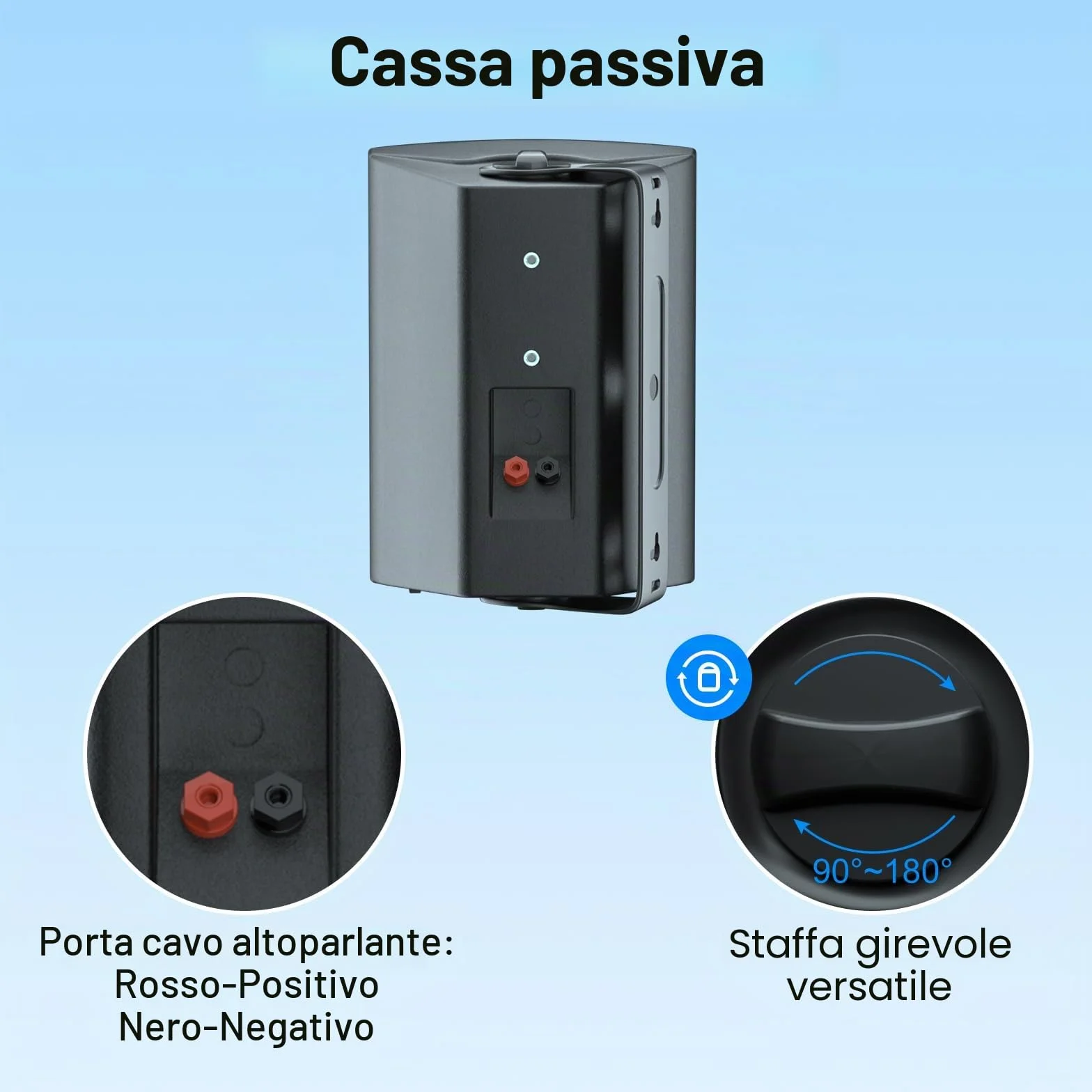 STUDIOFINIX 5.25 Pollici 600W Altoparlanti da Parete per Esterno Interni Resistenti alle Intemperie 2 Paia Nero