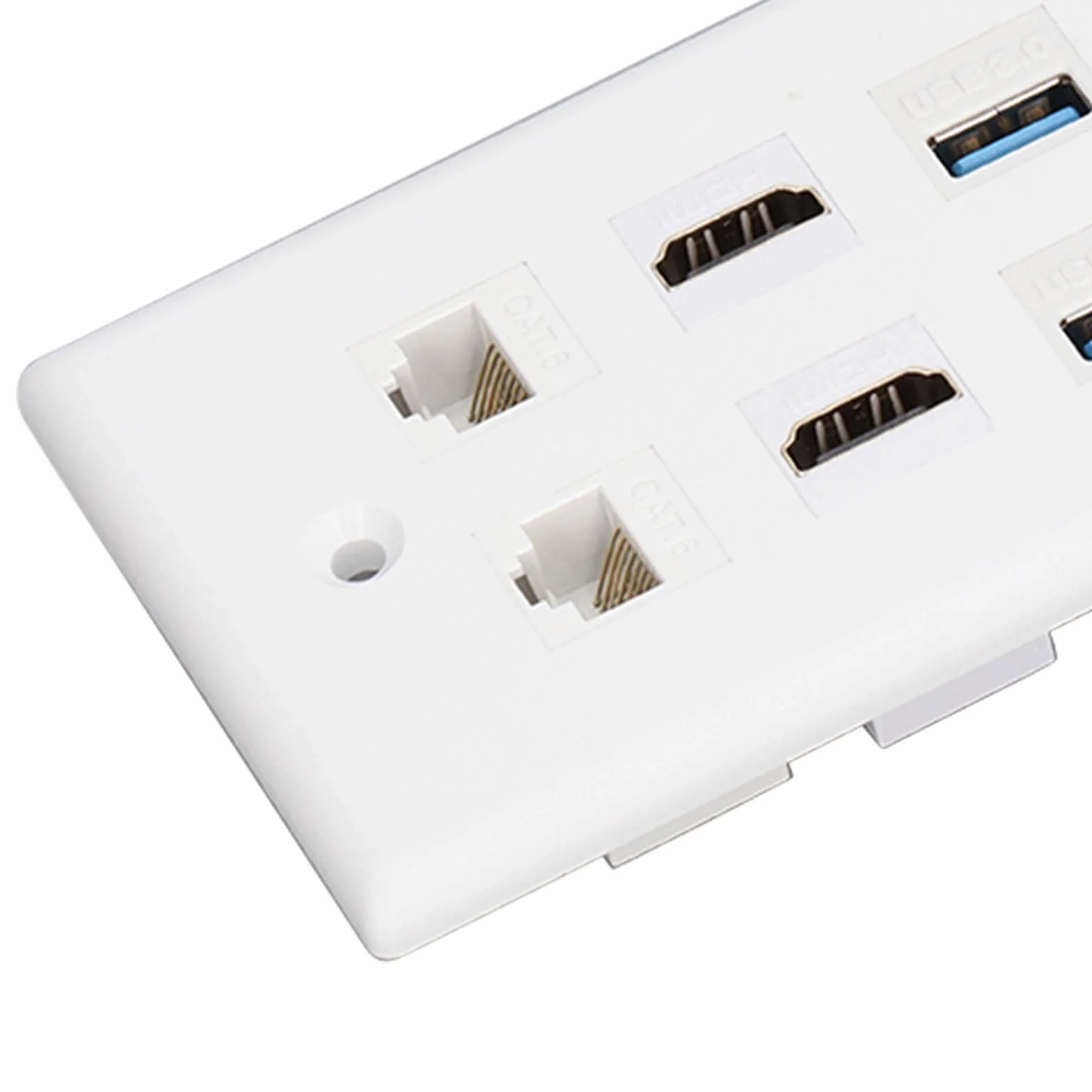 Piastra da Parete Ethernet Cat6 RJ45 6 Porte 2xHDMI 2xCat6 2xUSB 3.0
