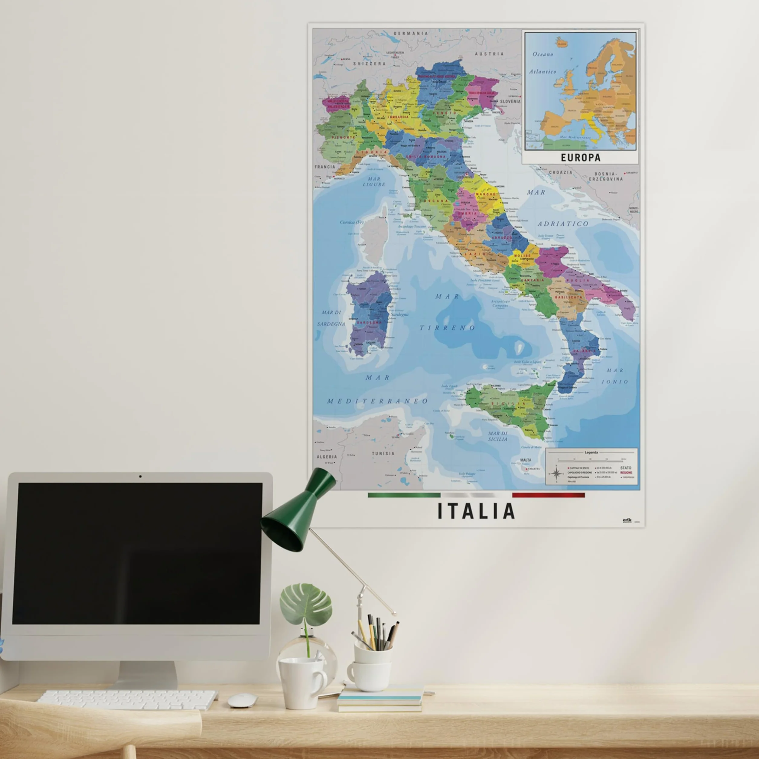 Grupo Erik Cartina Geografica Italia 61 x 91,5 cm Poster Da Parete Mappa Gigante