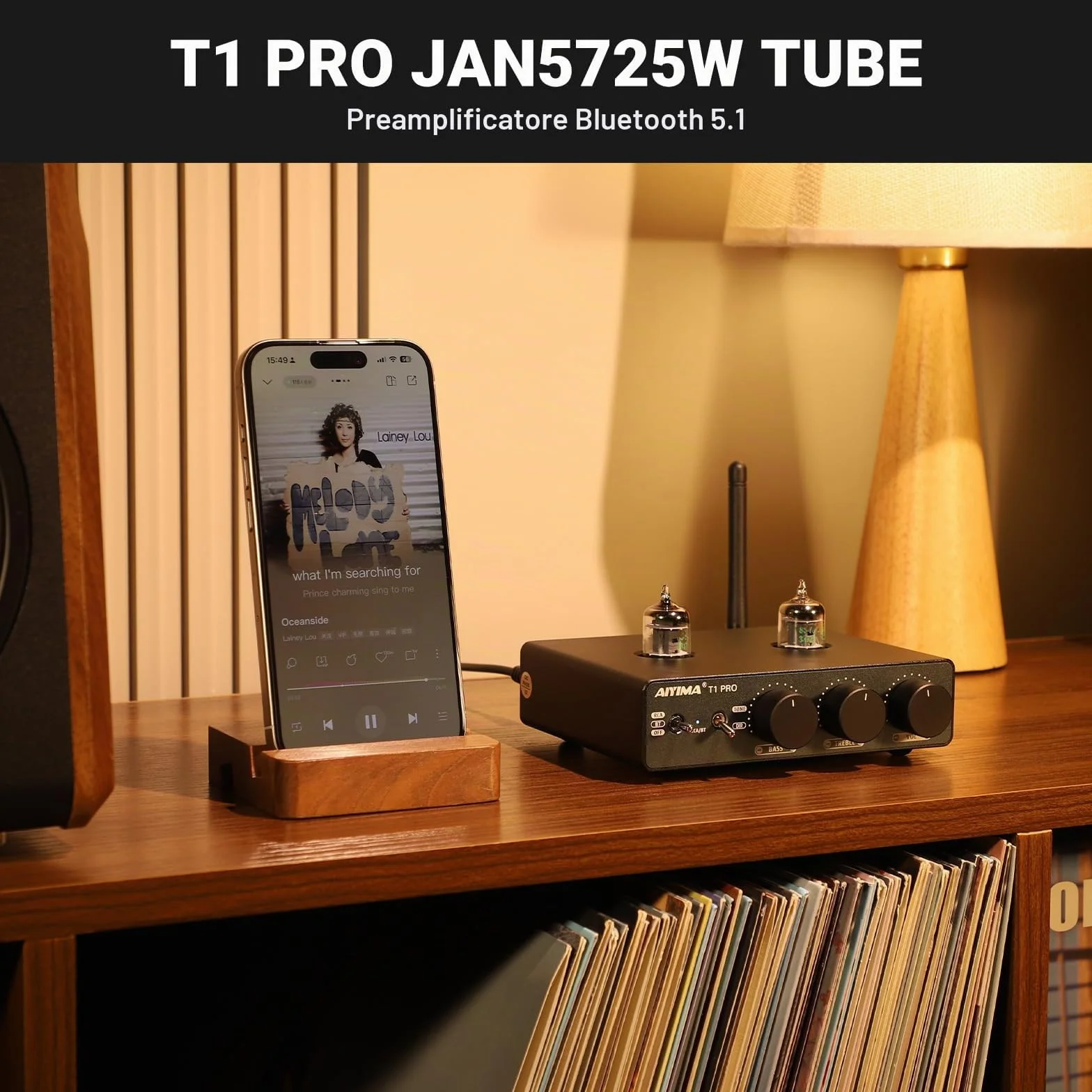 AIYIMA T1PRO Preamplificatore Tubo Audio Domestico Bluetooth 5.1 QCC3040 APTX-HD Regolatori Bassi Uscita Trigger