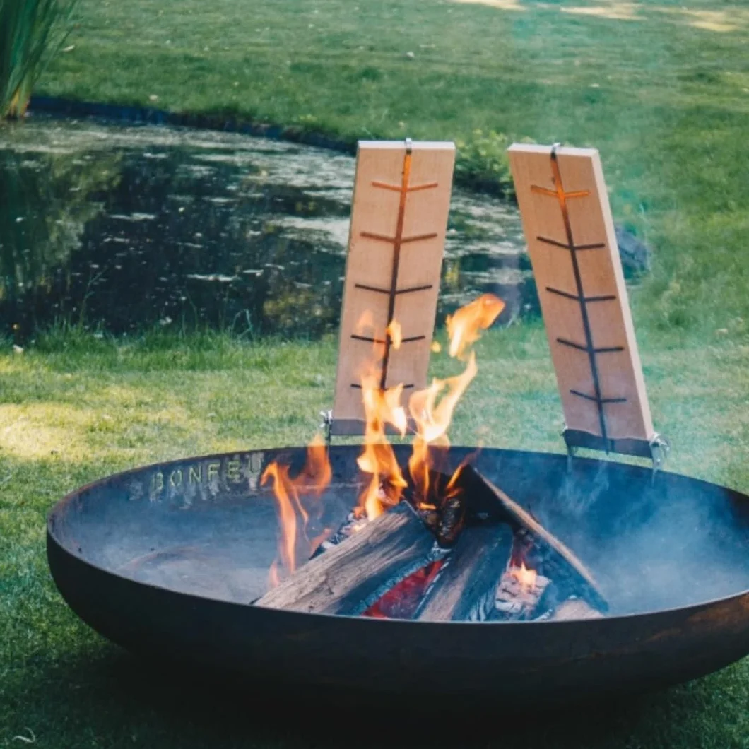 BonFeu Giardino Camino Broiling Board con Supporto Pesce Affumicatore