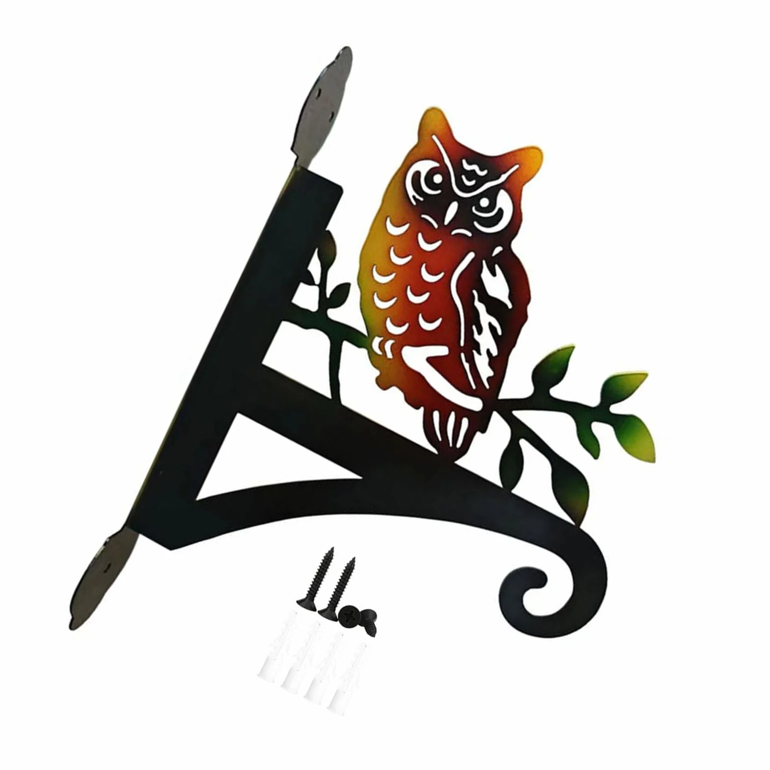 Gancio per piante in ferro con design a forma di gufo, per esterni e interni, gancio per mangiatoia per uccelli in metallo per fioriera, campanelli a vento, vasi da fiori