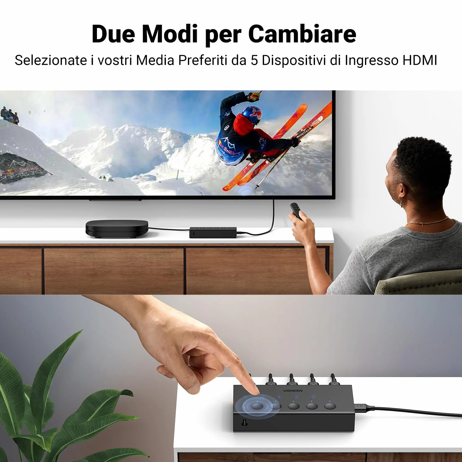 UGREEN HDMI Switch 4K 60Hz 5x1 Switcher HDR CEC IR Remote for Laptop PS5 PS4 Xbox TV Stick Chromecast HDTV