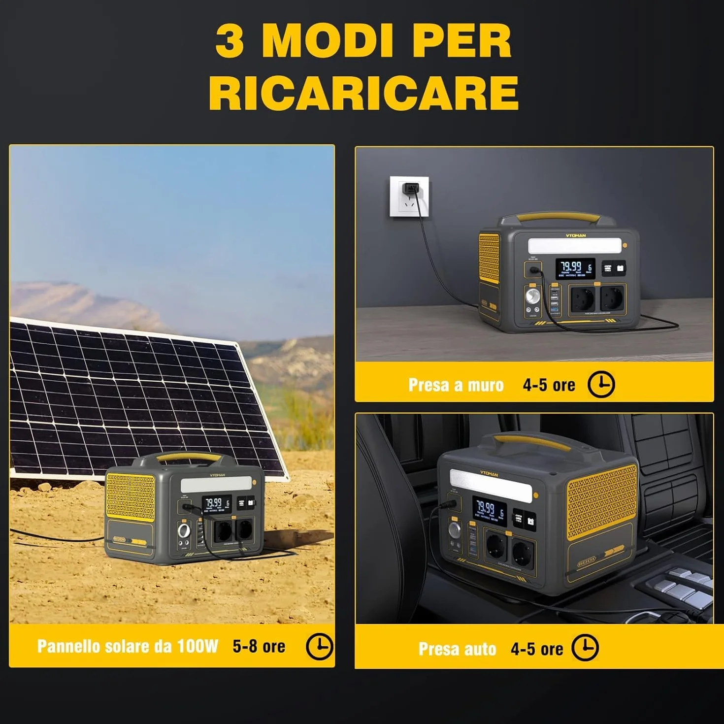 VTOMAN Jump 600X Centrale Elettrica Portatile - 600W/299Wh LiFePO4 Batteria Power Station Generatore Solare, Capacità Espandibile a 939Wh, per Campeggio, Emergenza, Viaggio