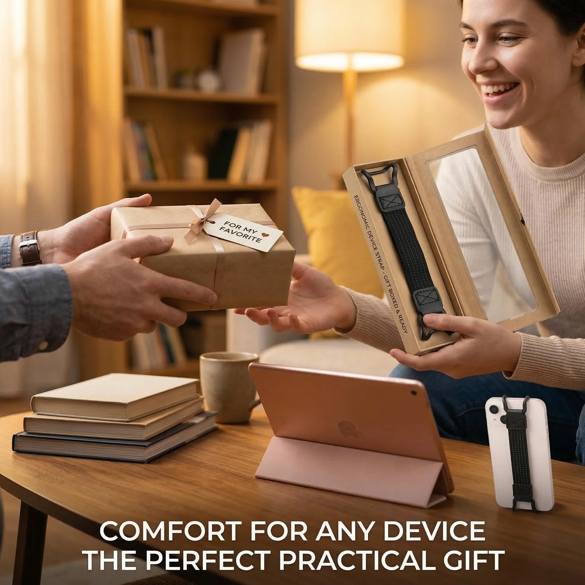Cinturino di Sicurezza per eReader e Tablet 8.7-13 Pollici, Antiscivolo Regolabile, Supporto Universale per Uso a Una Mano