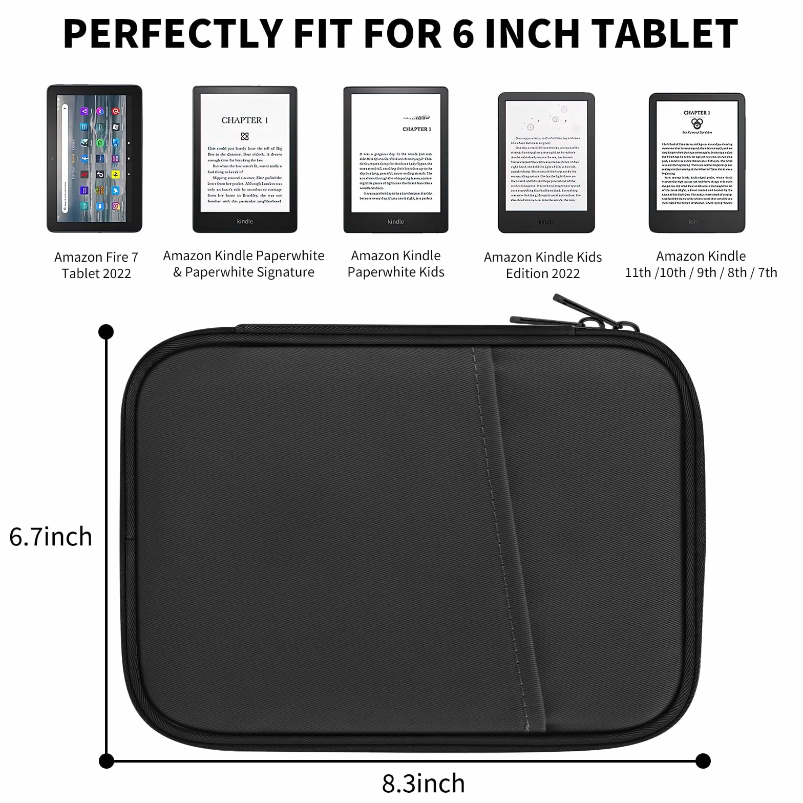 Custodia universale per Kindle Paperwhite/Colorsoft 2024 7", Anti-Drop Protective Sleeve Case, Nero