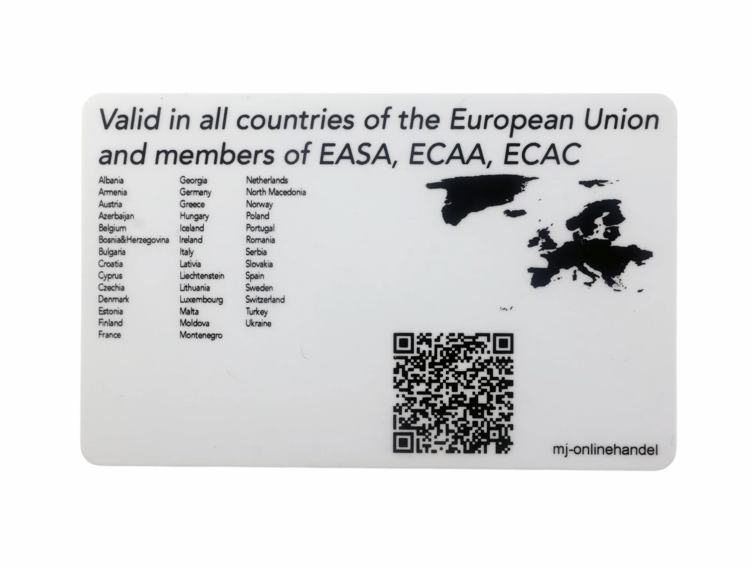 Patente per droni con codice QR ID foto certificato competenza licenza A1-A3 A2 STS carta di plastica custodia carte EASA