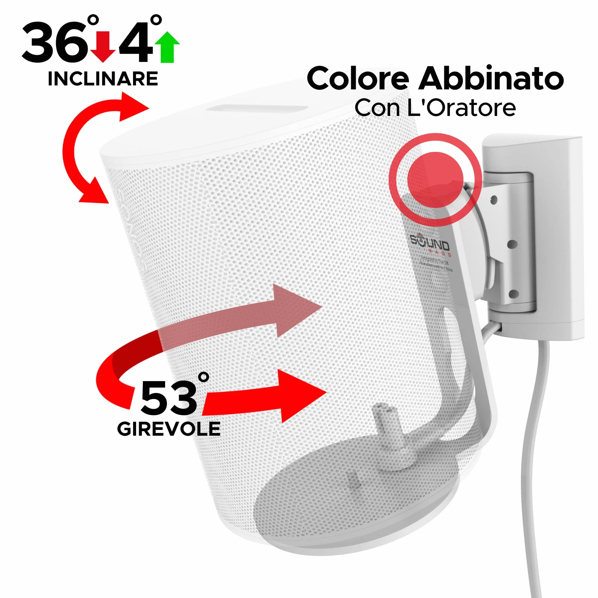 Supporto da Parete ERA 100 Inclinabile Girevole Bianco per Sonos ERA 100 & ERA 100 SL