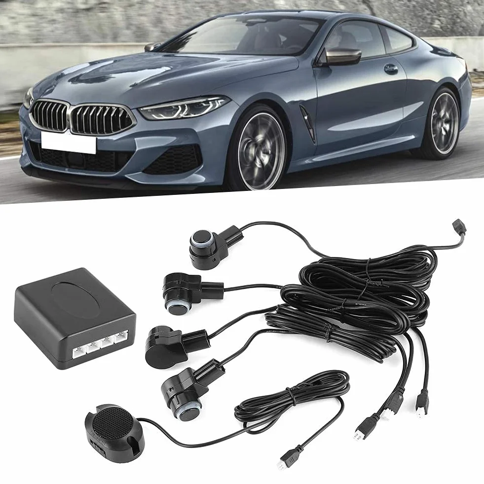 Qiilu Sensori Parcheggio Auto 65dB Kit 4 Sensori Retromarcia con Allarme Assistenza Parcheggio