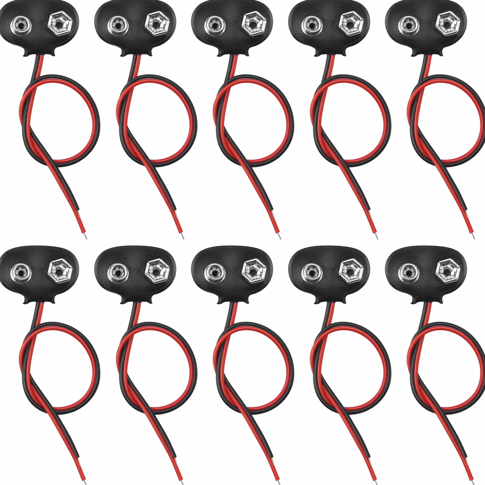 Poeland 10 pezzi connettore batteria 9V clip a T con filo e custodia in pelle