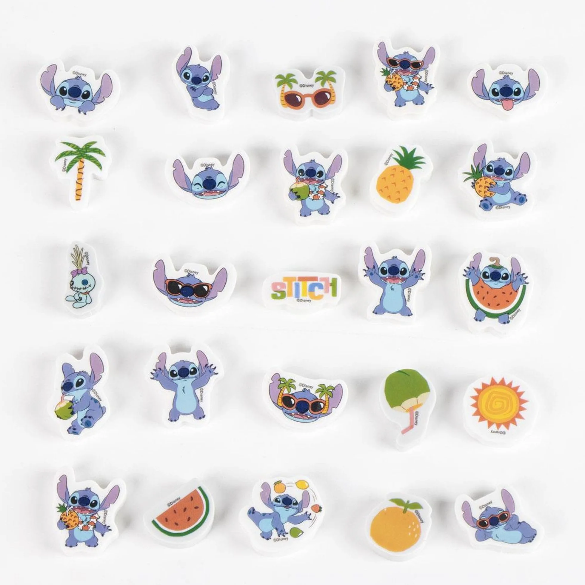 Stitch Set di 25 gomme decorative con motivo Stitch per regali scolastici