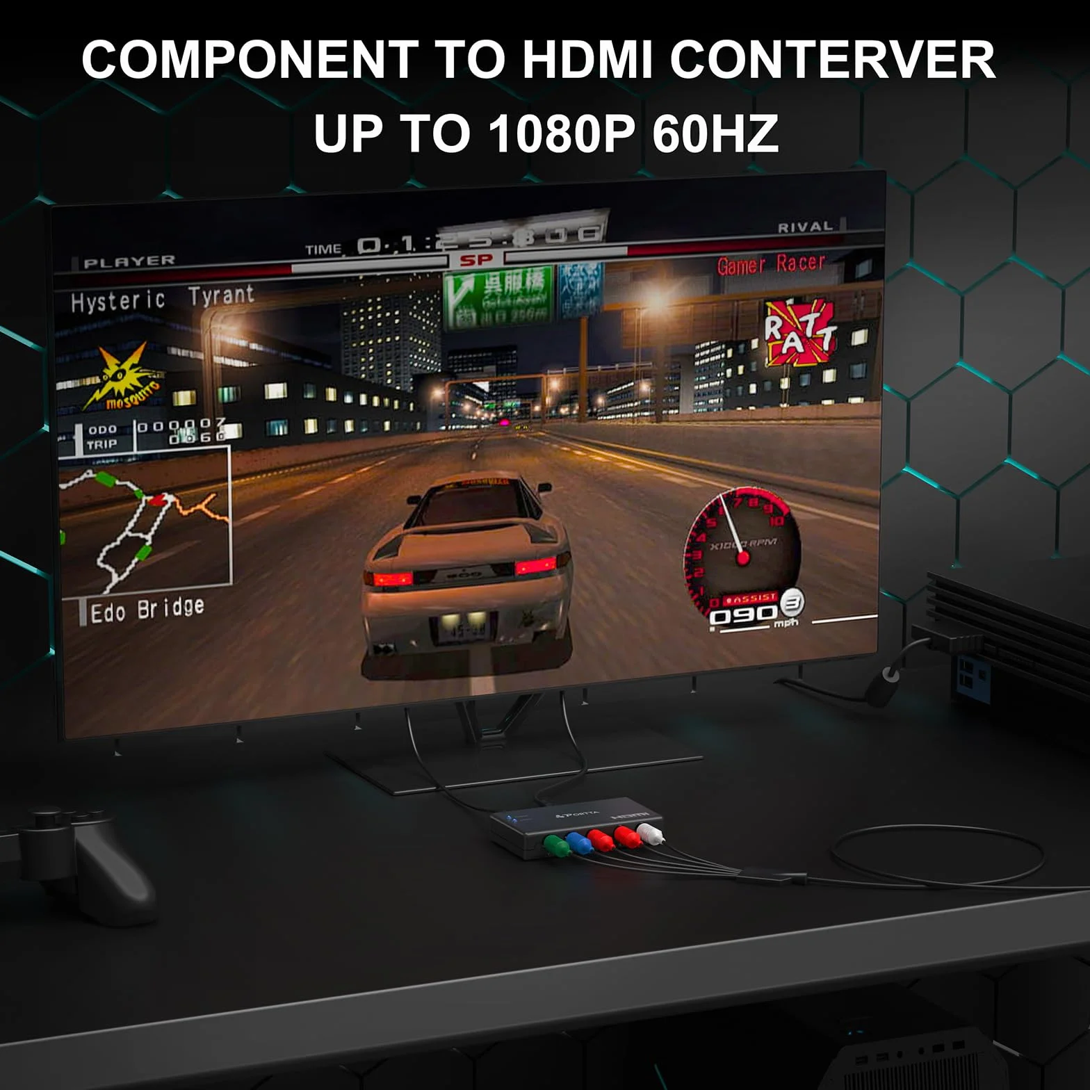 PORTTA Convertitore da componente a HDMI, adattatore YPbPr a HDMI, 1080p 60Hz, compatibile PS2 PS3 Xbox 360
