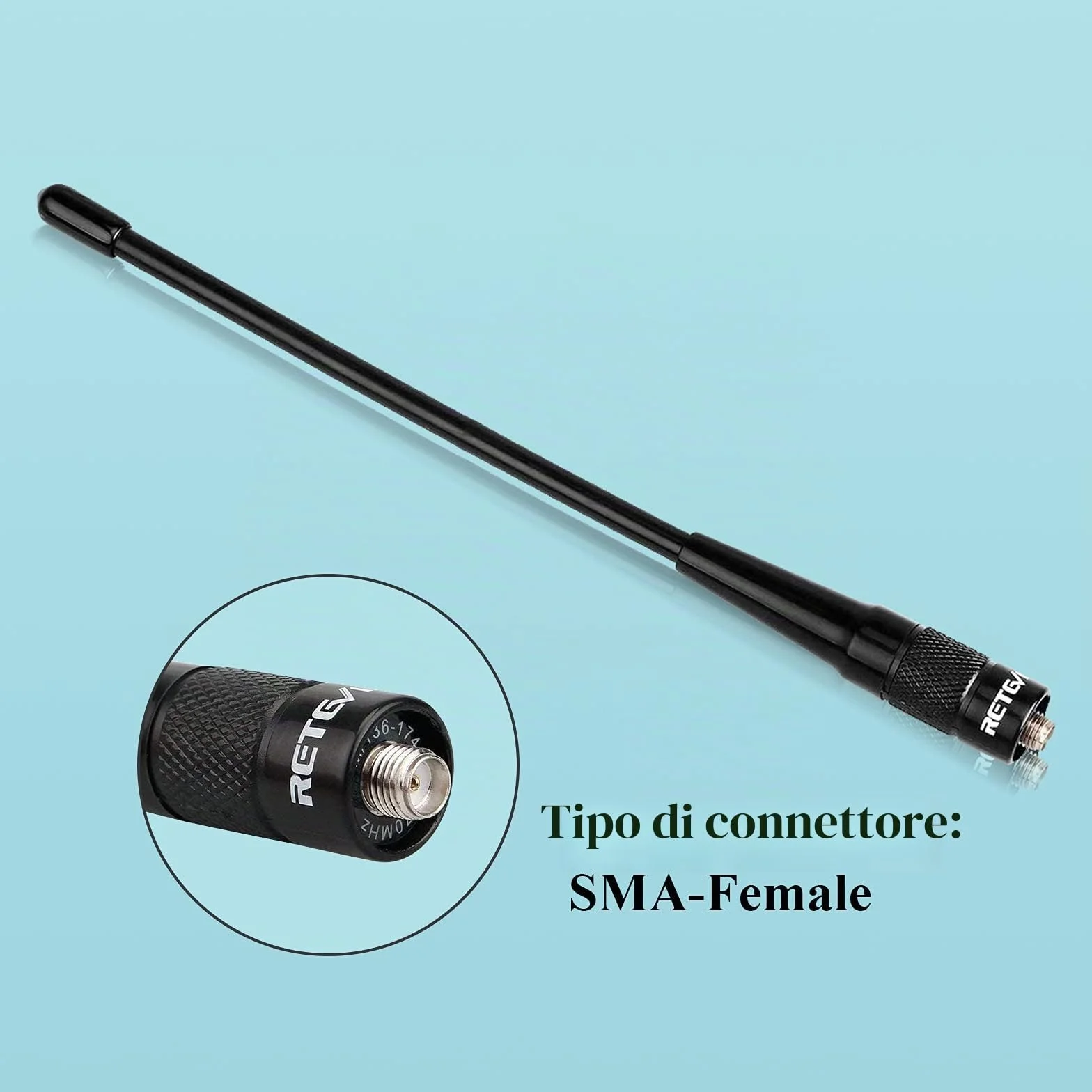 Retevis RHD701 Walkie Talkie Antenna VHF/UHF Dual Band SMA-F Compatibile con Baofeng UV-5R