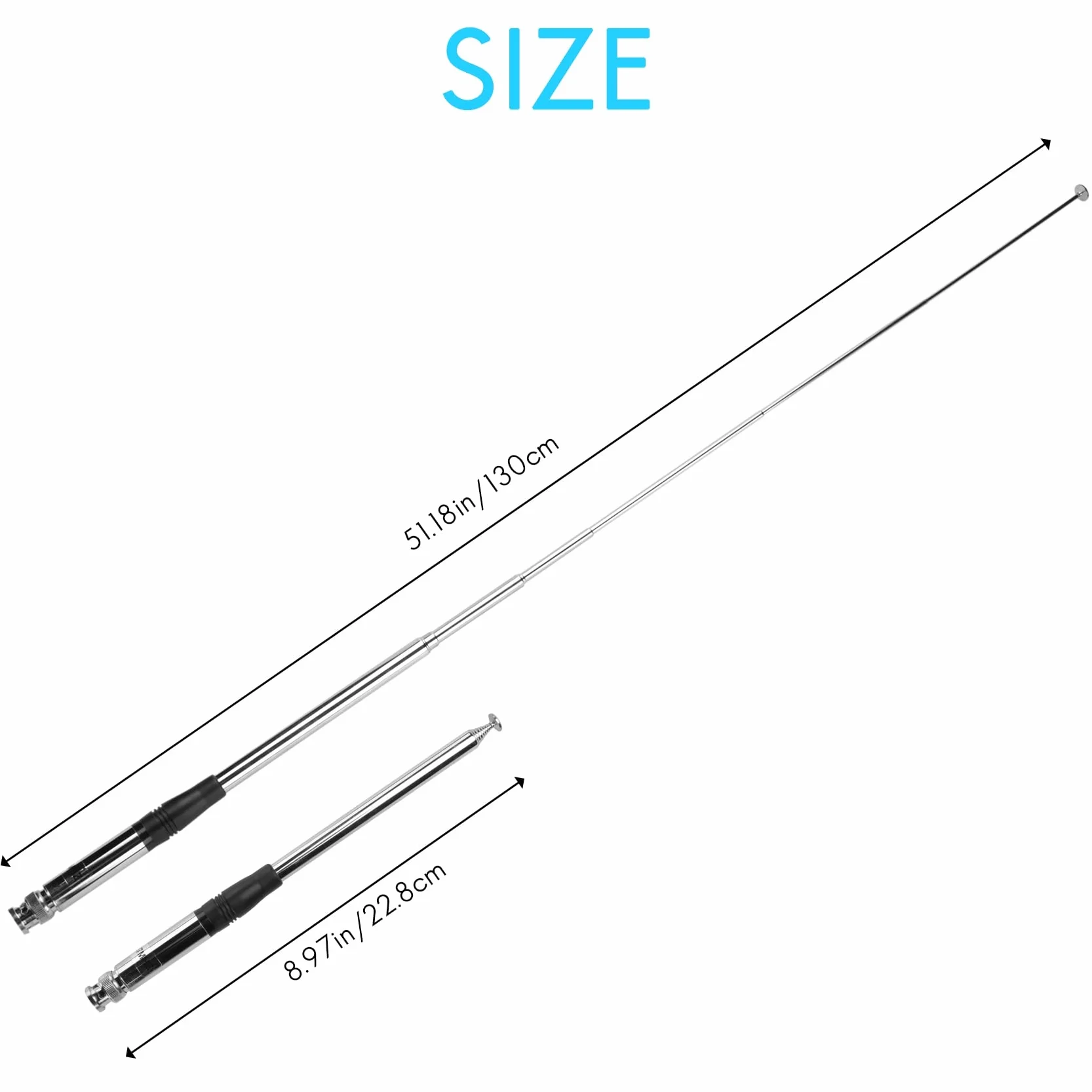 Antenna CB 27Mhz telescopica HT BNC per radio manuali portatili