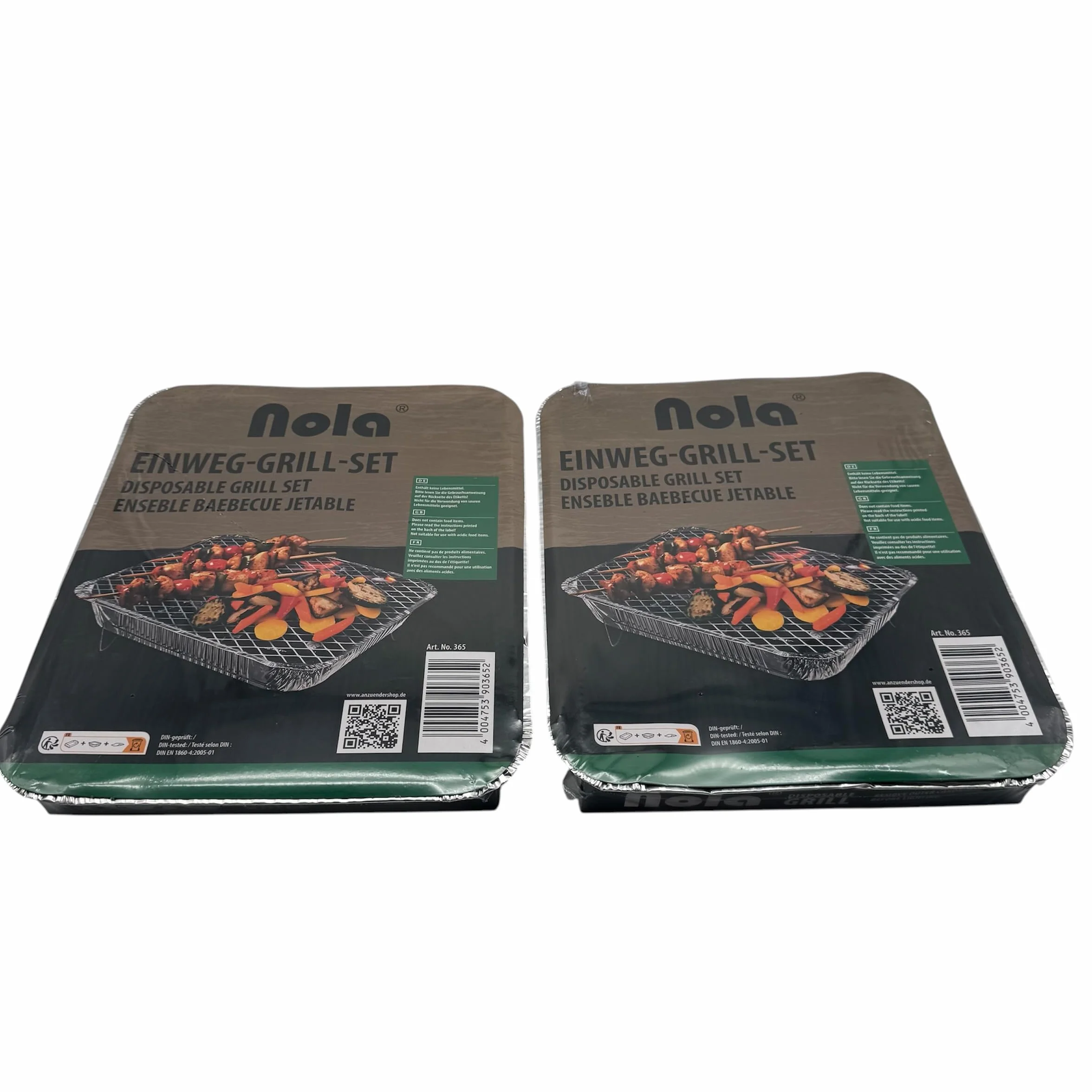 NOLA Barbecue usa e getta – Confezione da 2 – Con 450 g di carbone e carta di accensione – Pronto per picnic, campeggio e grigliate – Barbecue istantaneo Art. 365 (2)