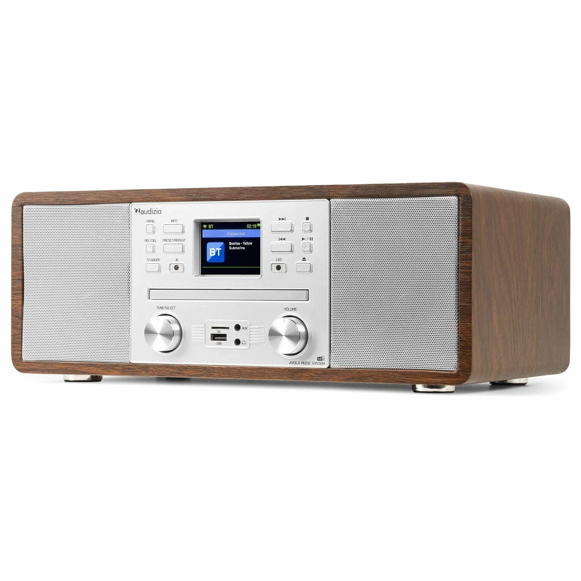 Audizio Avola Radio DAB+ Internetradio z czytnikiem CD Bluetooth WLAN FM Srebrny Brązowy